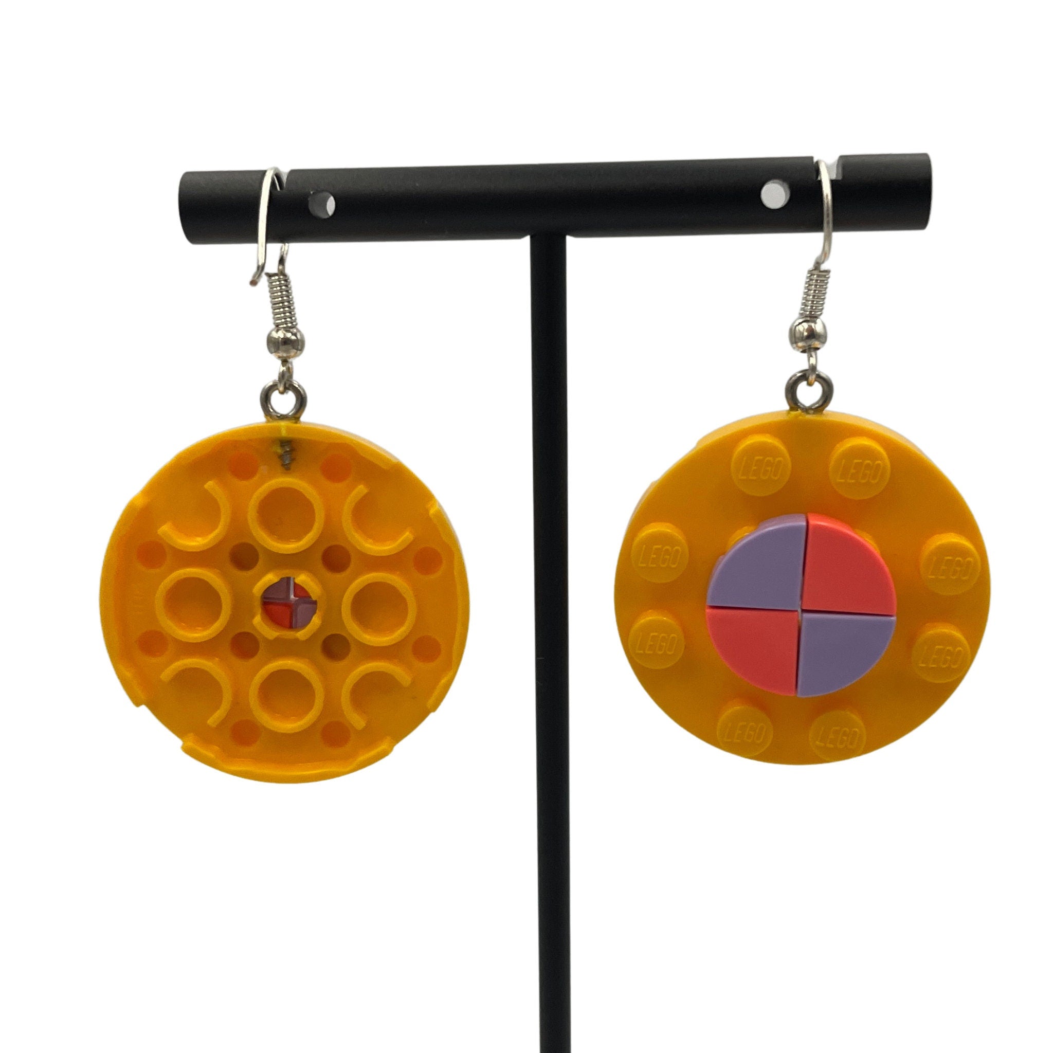 Round Geometric Earrings made with upcycled LEGO®