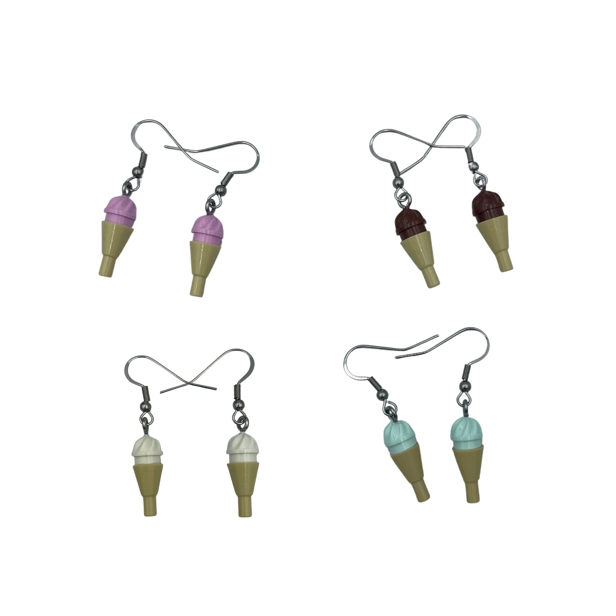 Kawaii Ice cream Swirl Earrings made with upcycled LEGO®