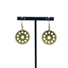 Steampunk Gold Dangle Cog Statement Earrings