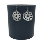 Steampunk Silver Dangle Hardware Cog Earrings