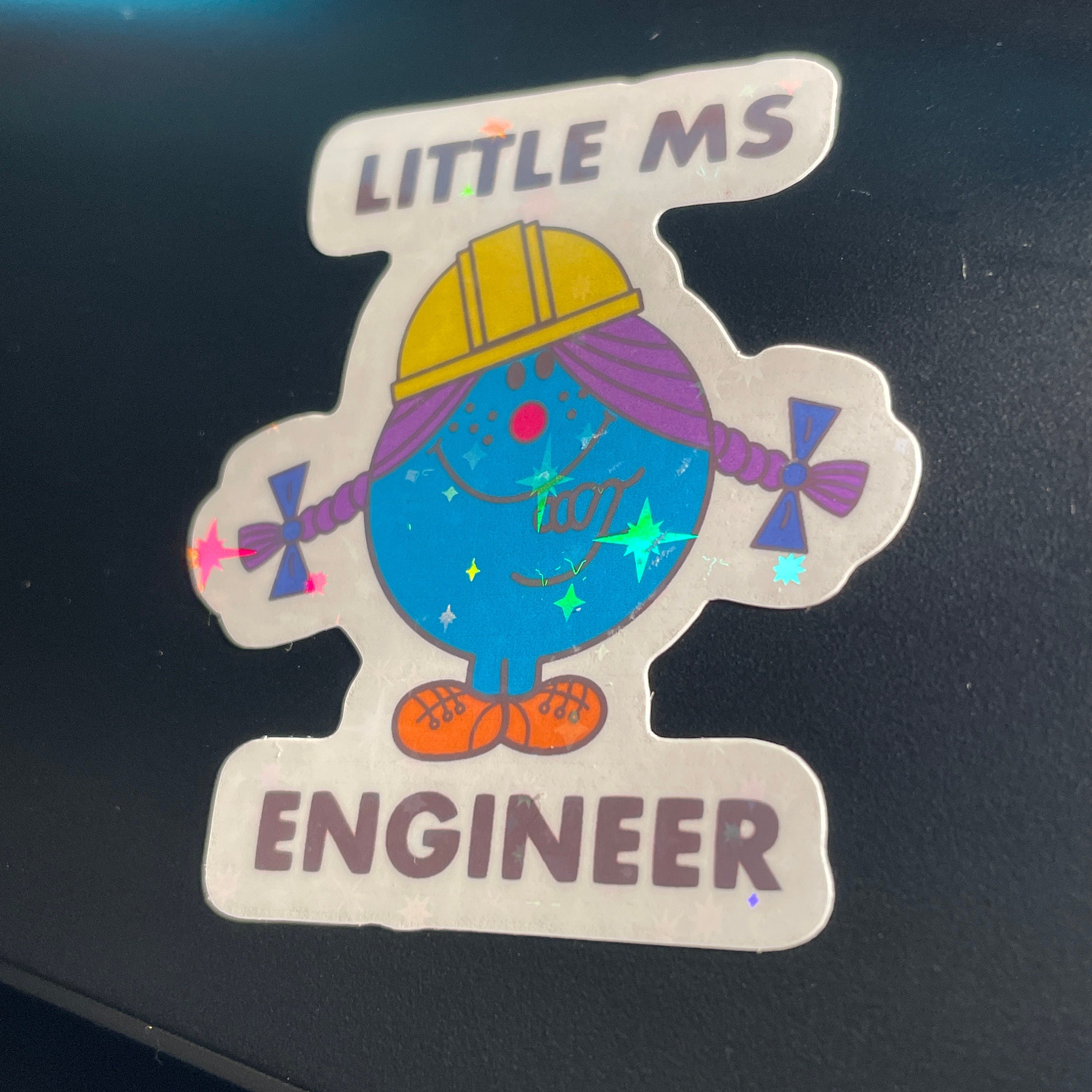 Little Ms Engineer Holographic Vinyl Sticker. STEMinist decal - Women and Girls Engineering