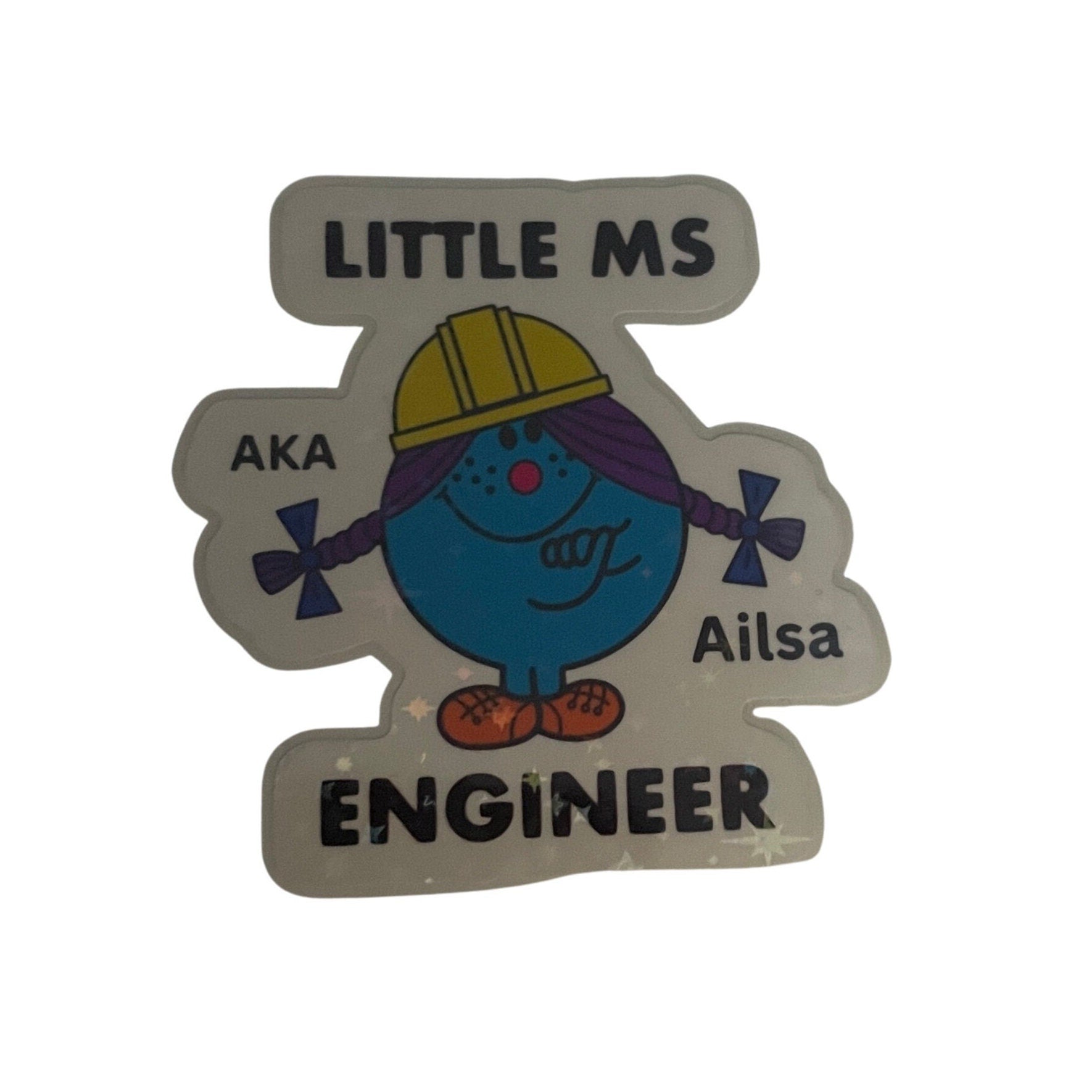 Personalised Little Ms Engineer Holographic Vinyl Sticker