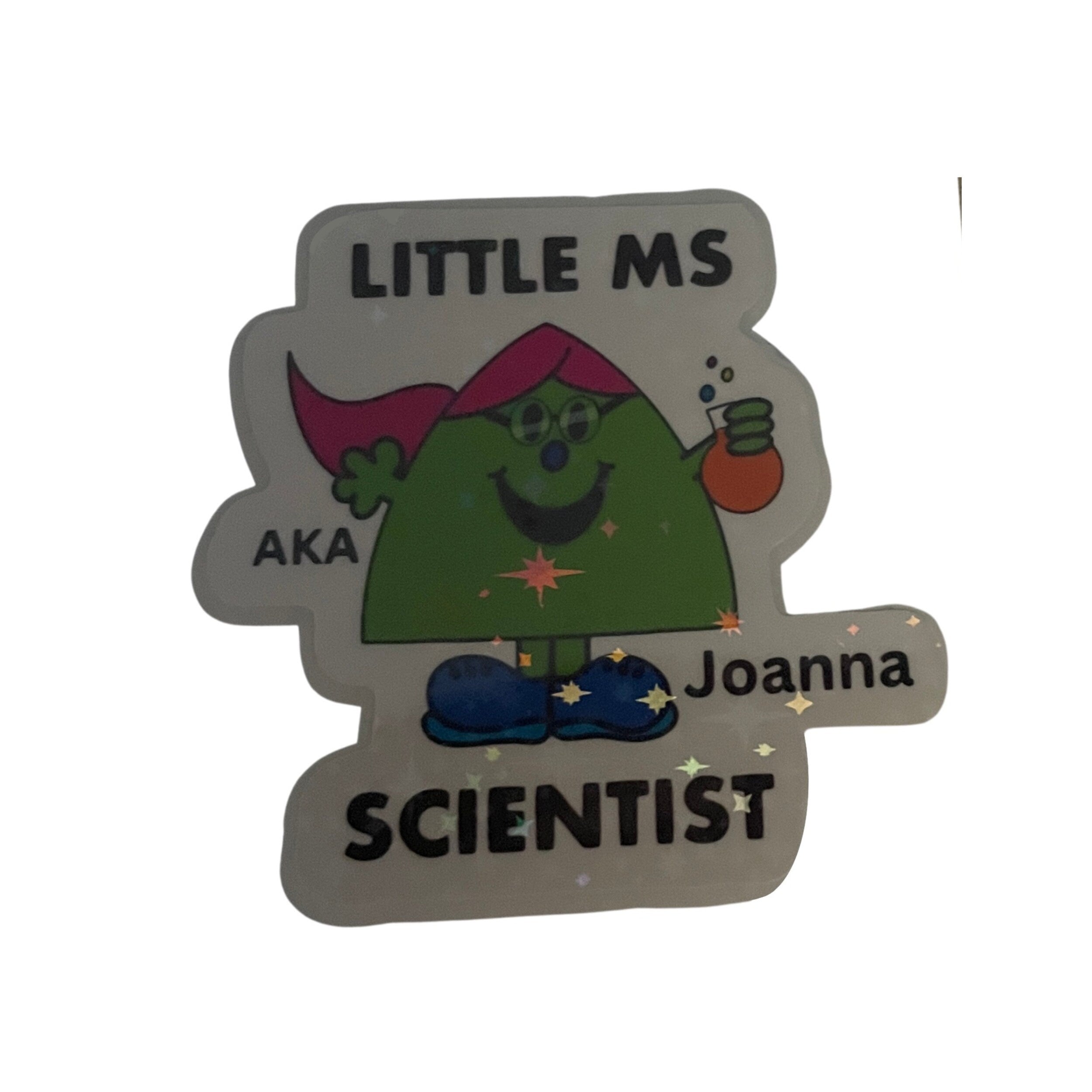 Personalised Little Ms Scientist Holographic Vinyl Sticker