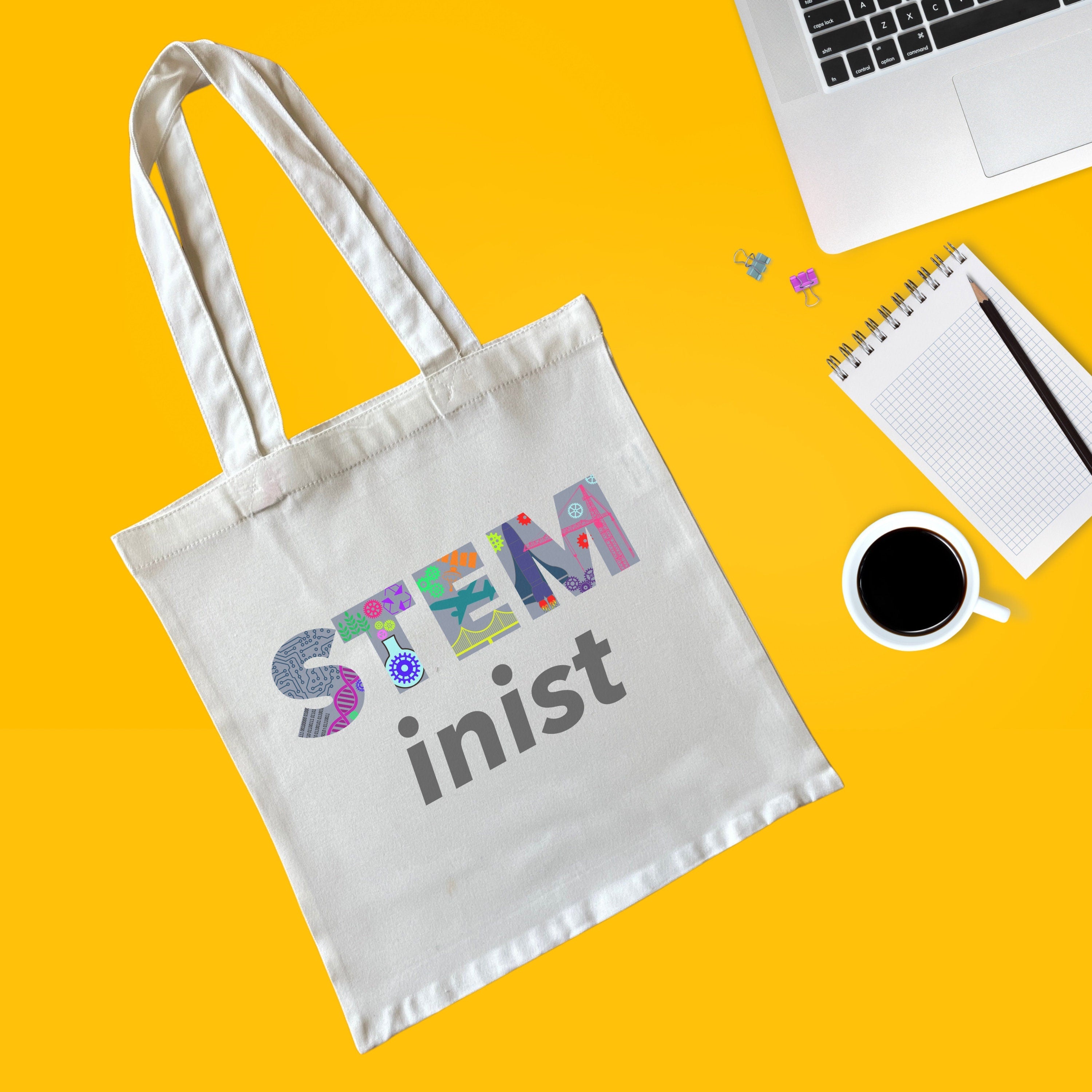 Personalised STEMinist Thick Woven Tote Bag