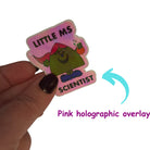 Little Ms Scientist Holographic Vinyl Sticker. STEMinist decal - Women and Girls in Science Gift Pink Holographic