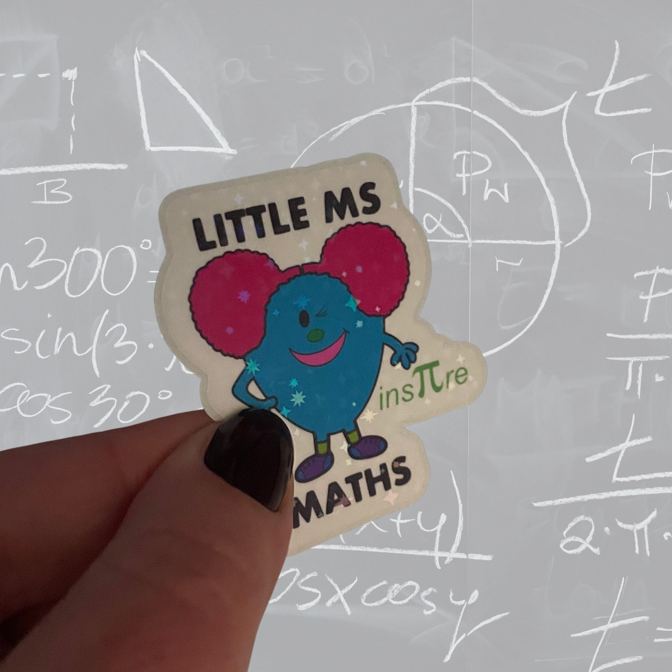 Little Ms Maths Holographic Vinyl Sticker. STEMinist Women and Girls in Science and Maths Gift