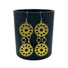 Gold Double Dangle Cog Steampunk Chunky Chain Statement Earrings