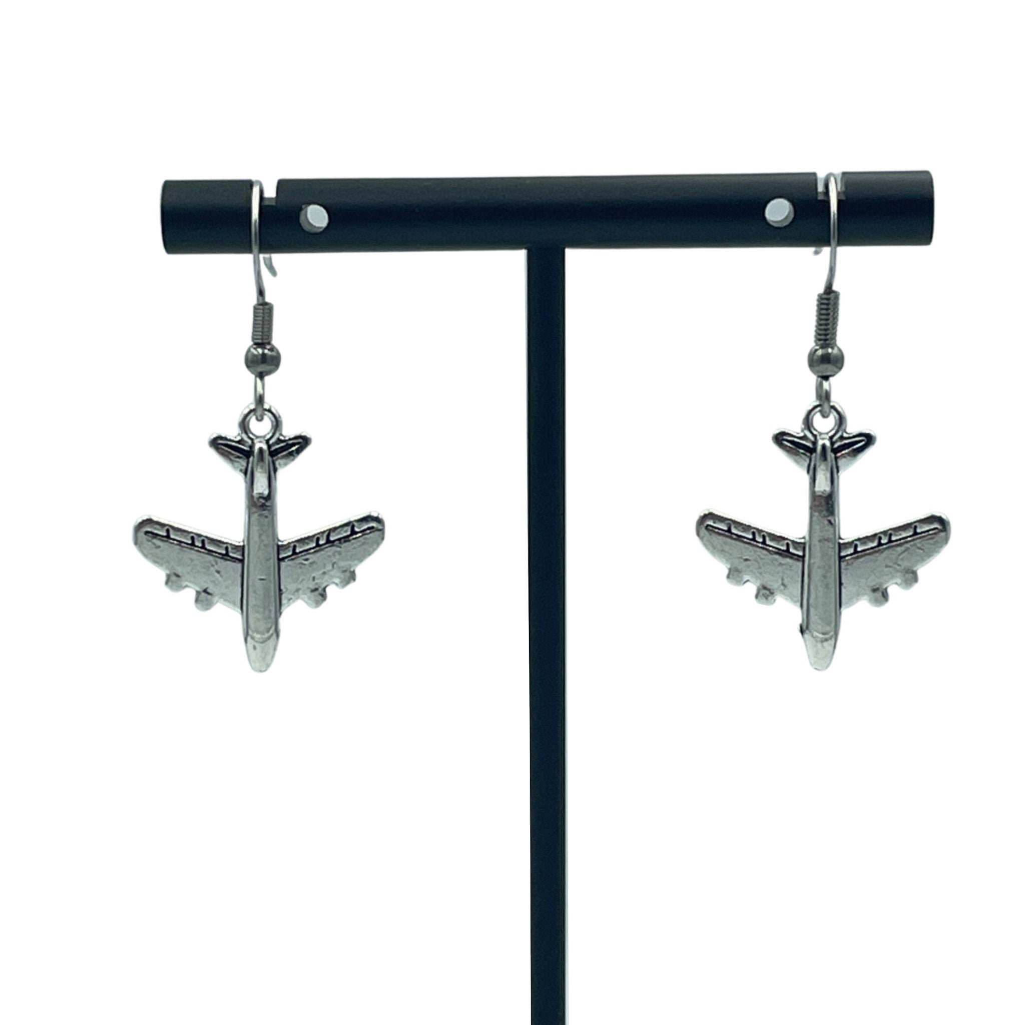 Silver tone Airplane Earrings. Perfect gift for the little geek plane lover in your life