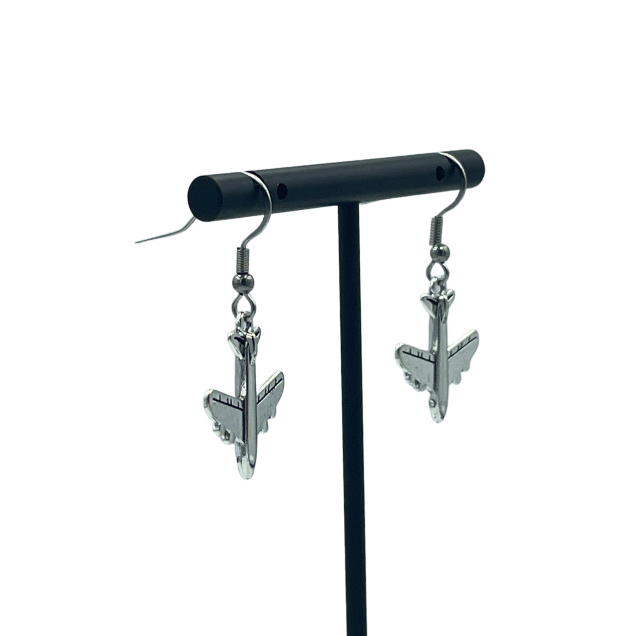 Silver tone Airplane Earrings. Perfect gift for the little geek plane lover in your life