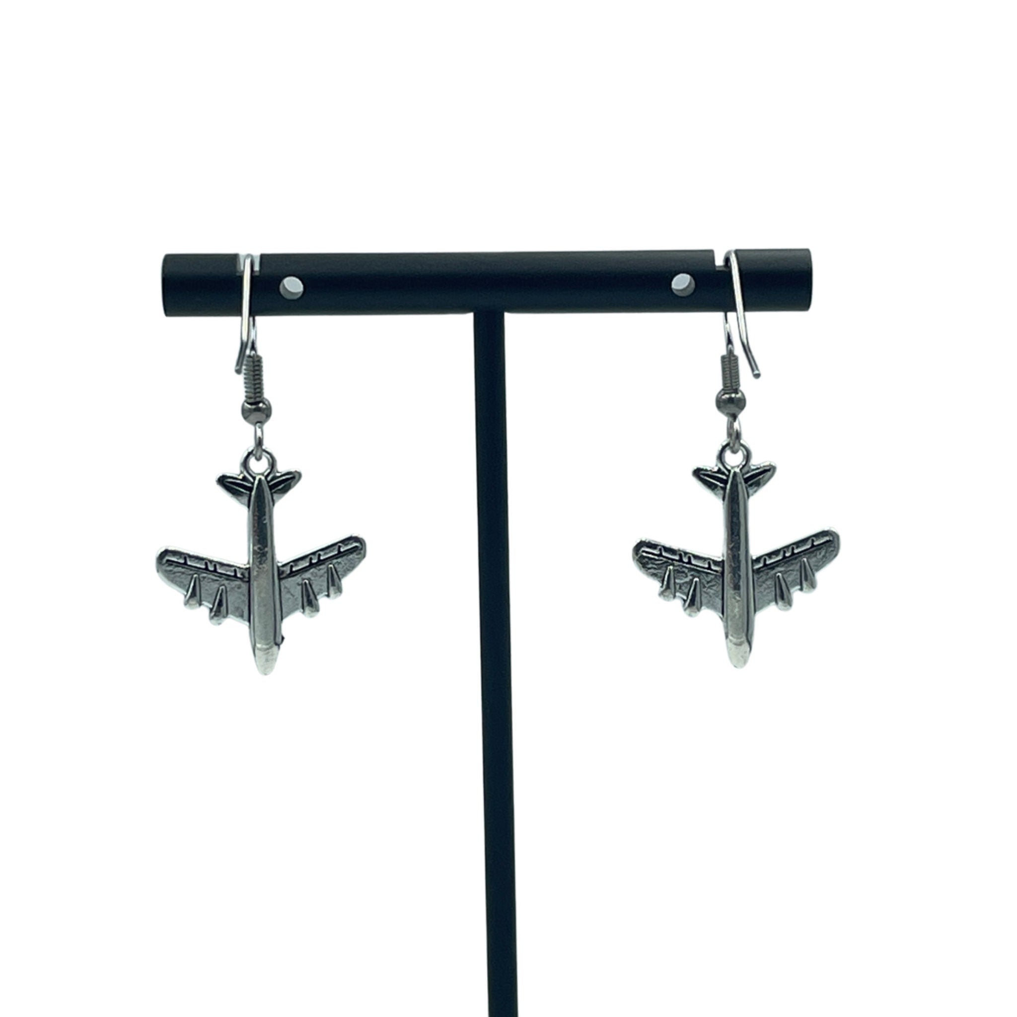 Silver tone Airplane Earrings. Perfect gift for the little geek plane lover in your life