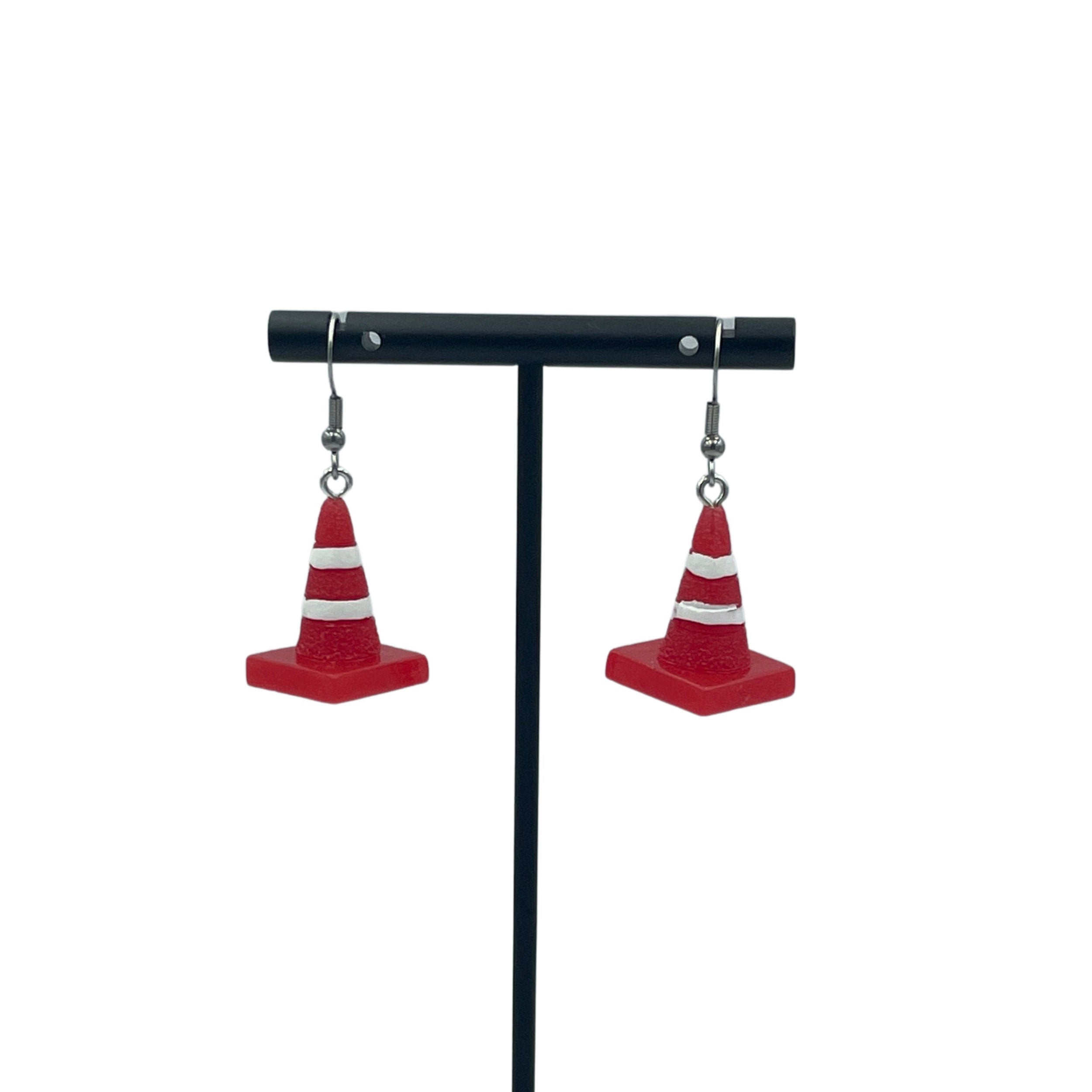 Novelty Traffic Cone Earrings. Funny jewellery for Road Planners, Engineers and Road Workers (or hooligans!)