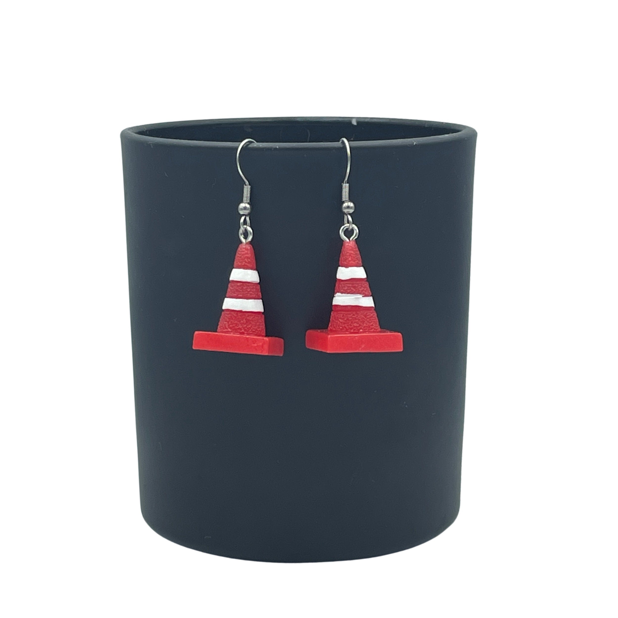 Novelty Traffic Cone Earrings. Funny jewellery for Road Planners, Engineers and Road Workers (or hooligans!)