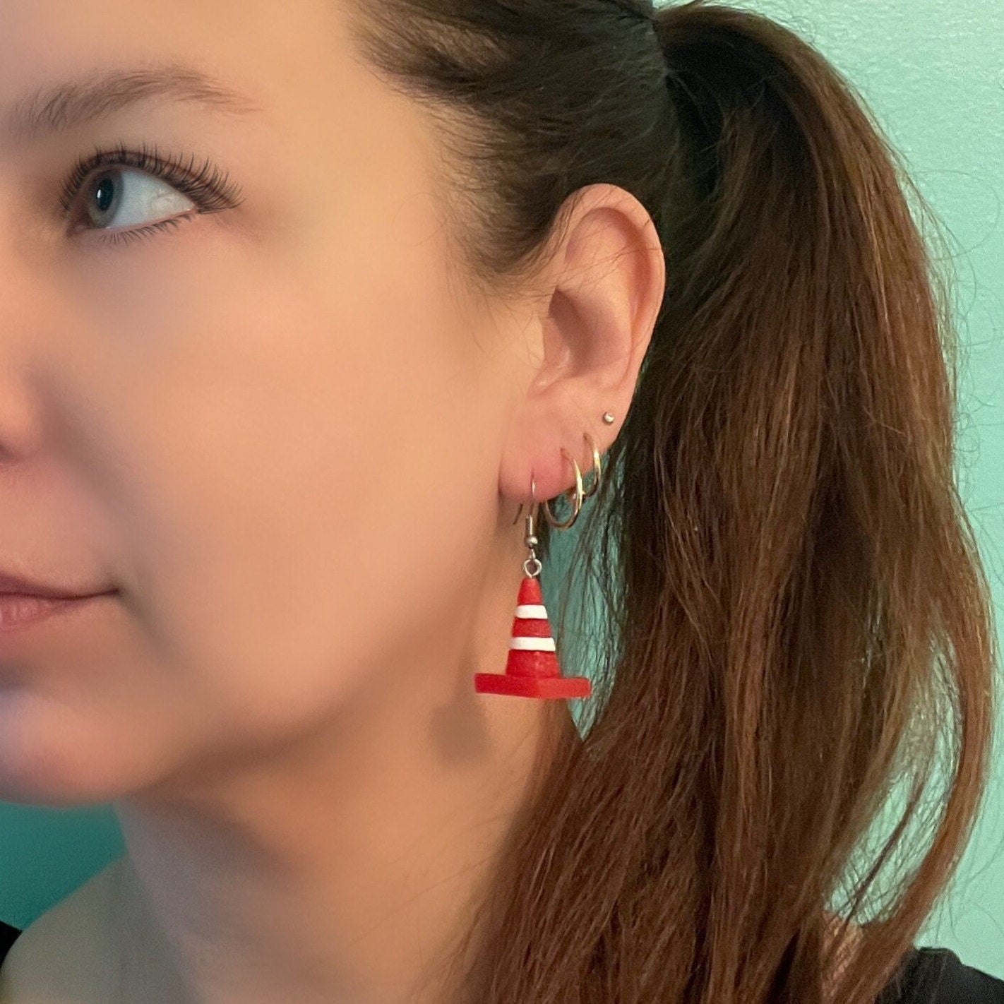 Novelty Traffic Cone Earrings. Funny jewellery for Road Planners, Engineers and Road Workers (or hooligans!)