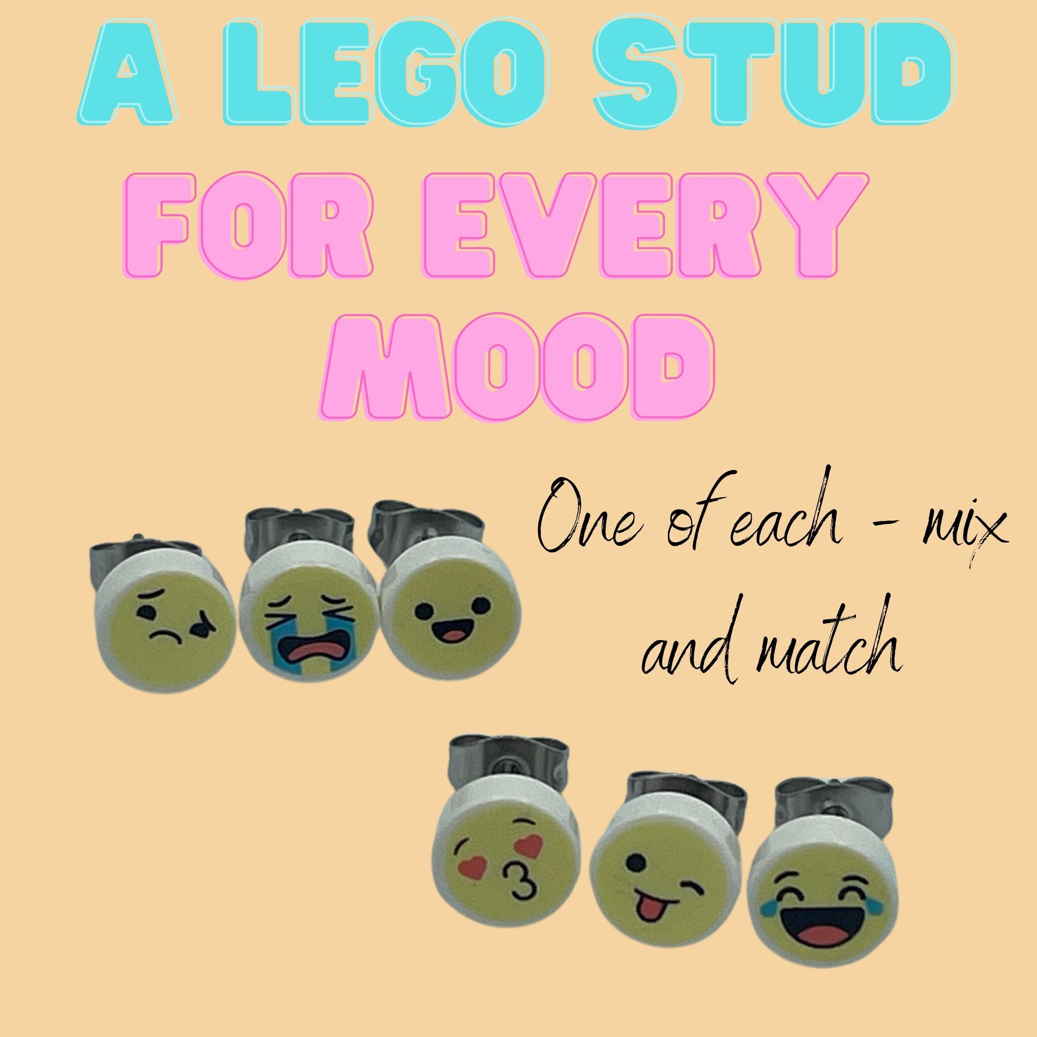 Emoji Stud Earrings made with upcycled LEGO®