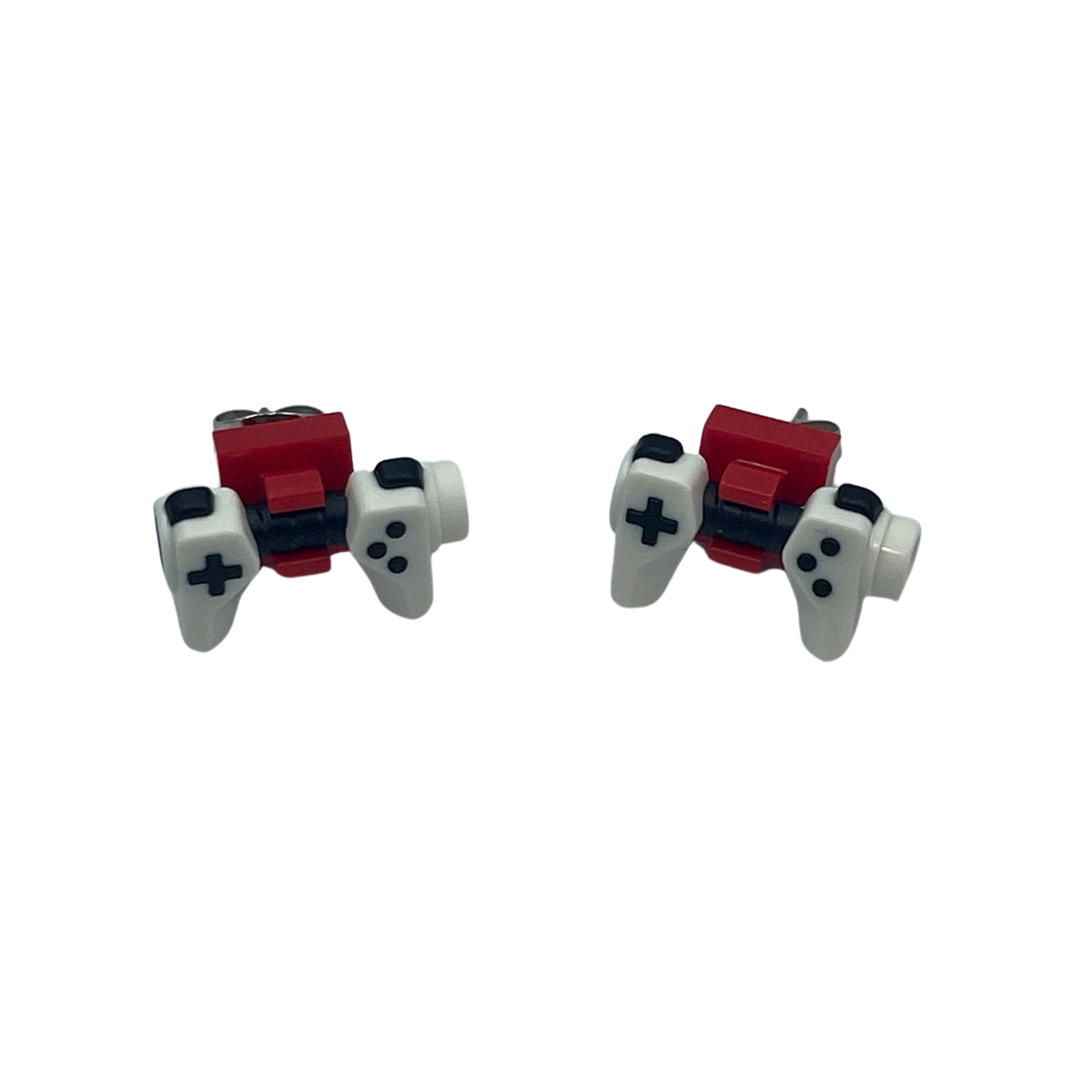 Black & White Kawaii Gamer Game Console Earrings made with upcycled LEGO®