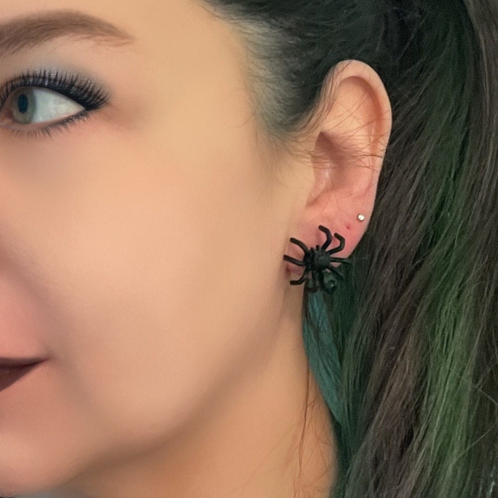 Spooky Spider Stud Earrings made with upcycled LEGO®