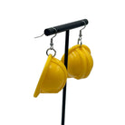 Novelty Hardhat Earrings. Funny jewellery for Engineers and Construction Workers Yellow