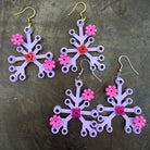 Purple Floral Plant Earrings made with upcycled LEGO®