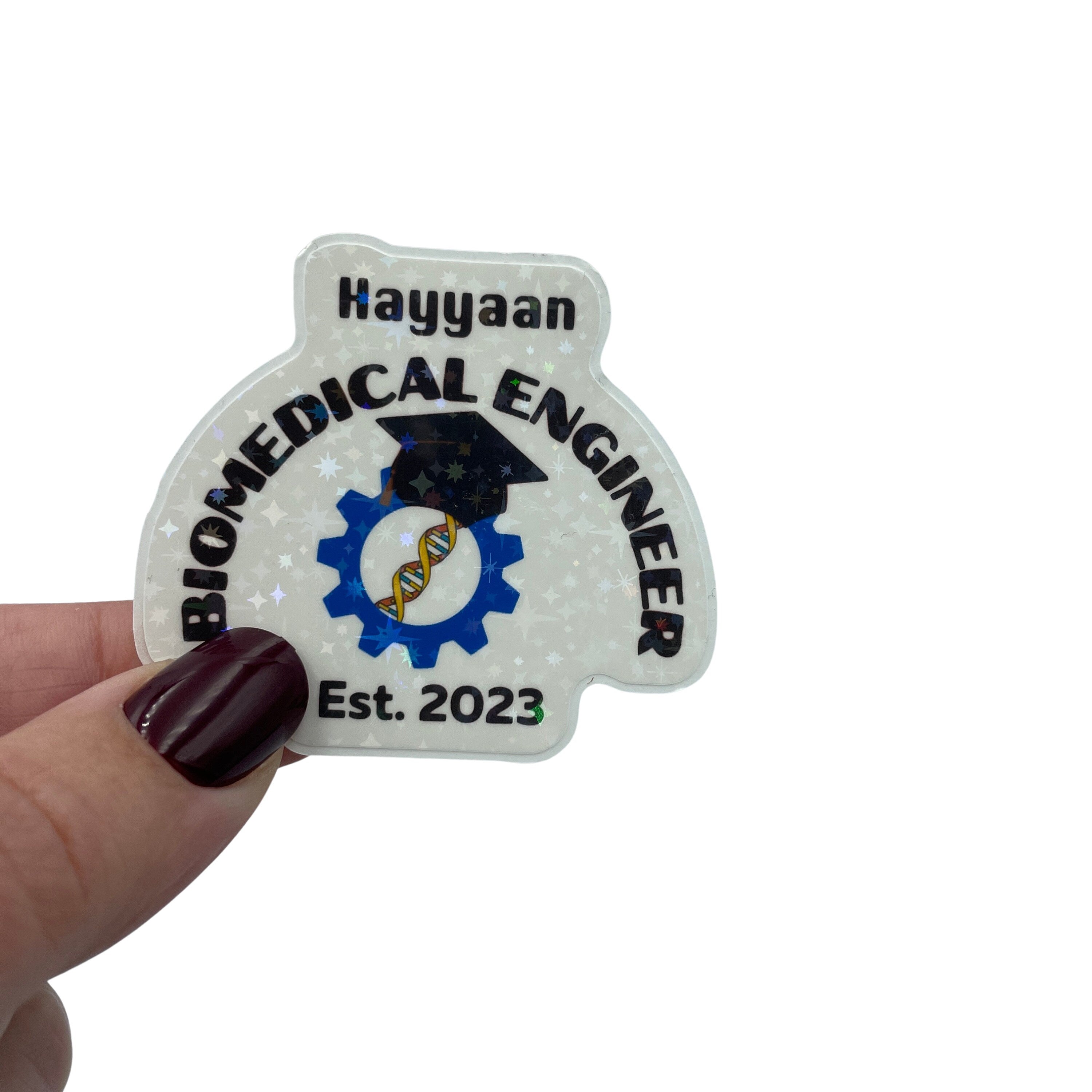 Funny Personalised Graduation Biomedical Engineer Holographic Decal Sticker