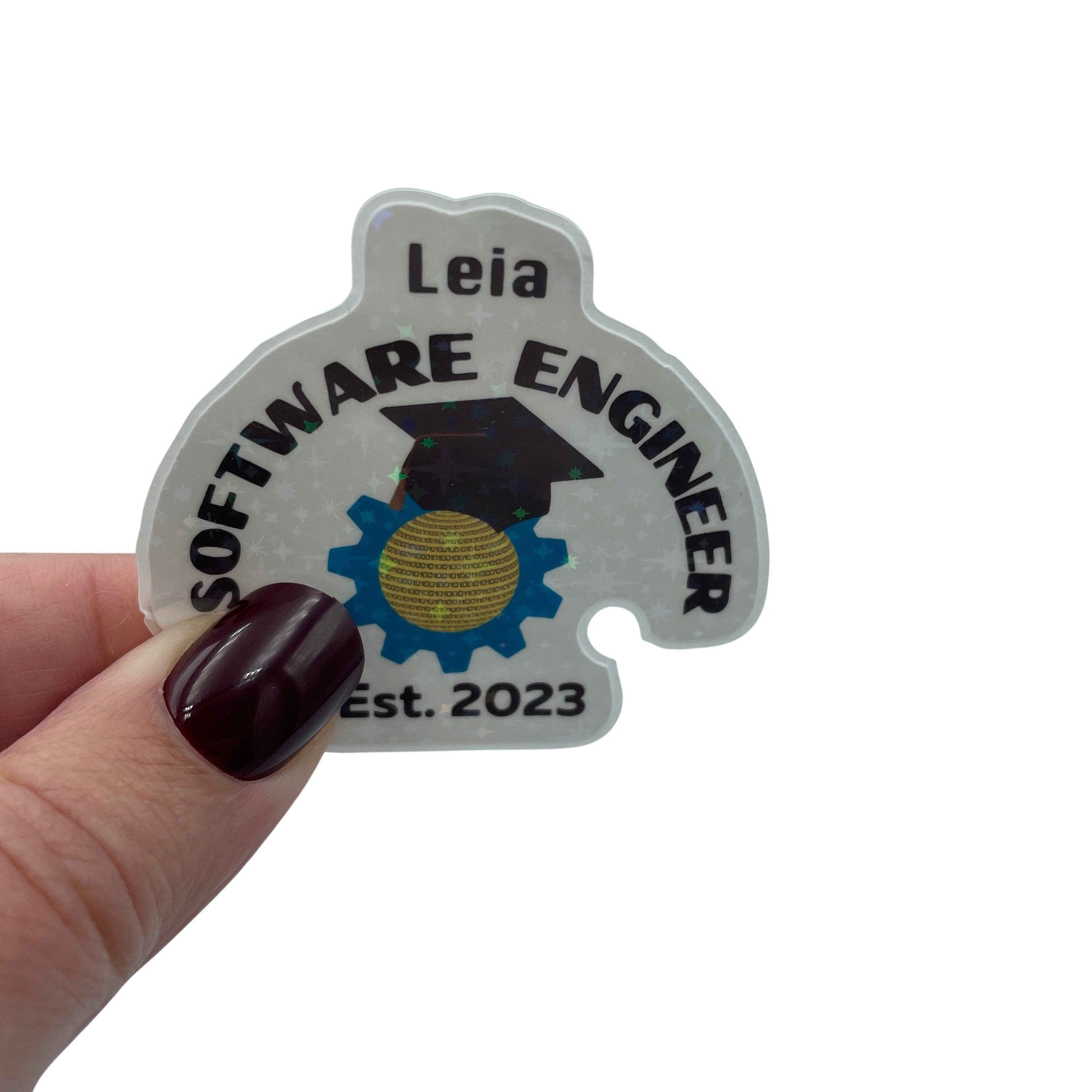 Funny Personalised Graduation Software Engineer Holographic Decal Sticker