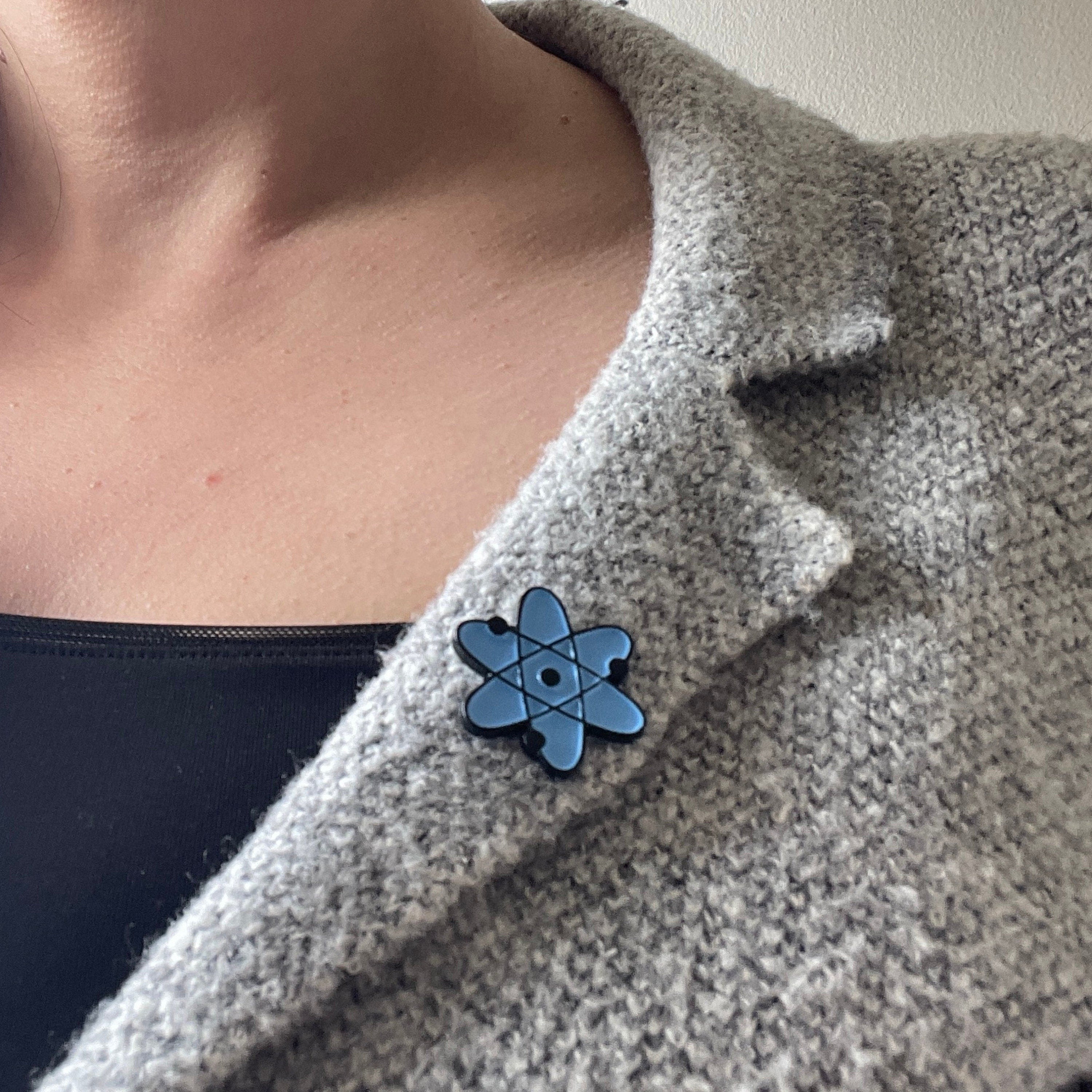 Atom Blue Enamel Science Pin Badge