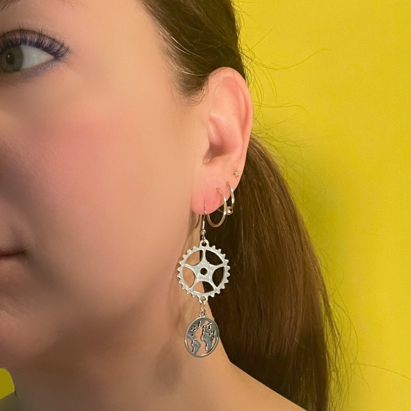 Engineering the World Steampunk Silver Earrings