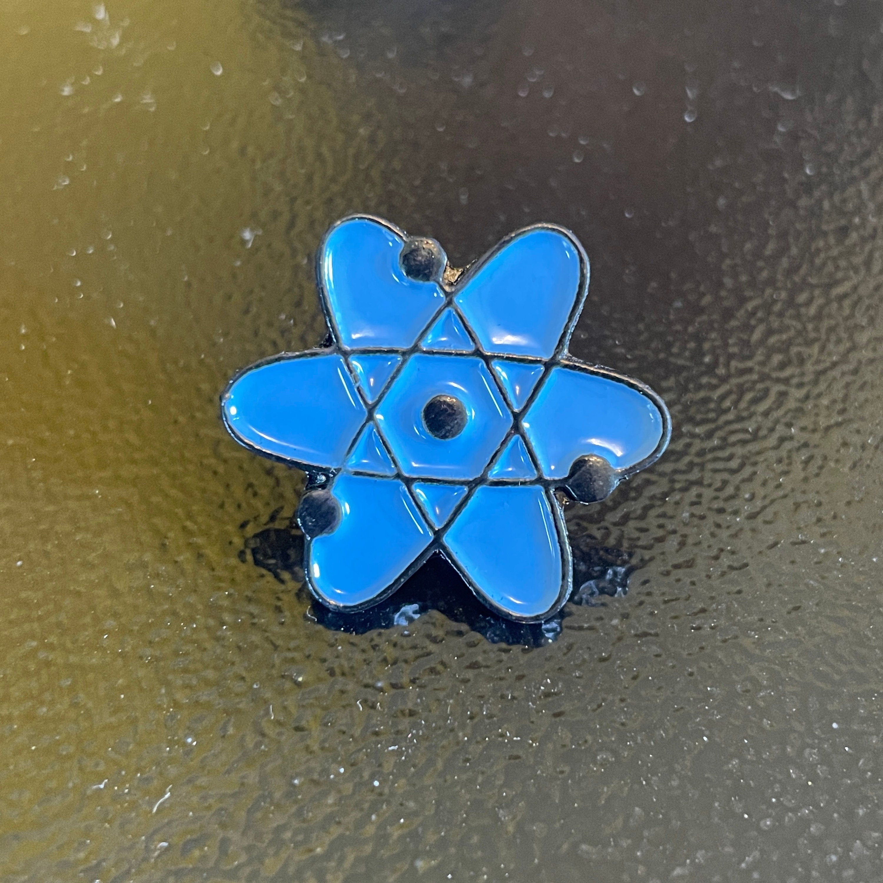 Atom Blue Enamel Science Pin Badge