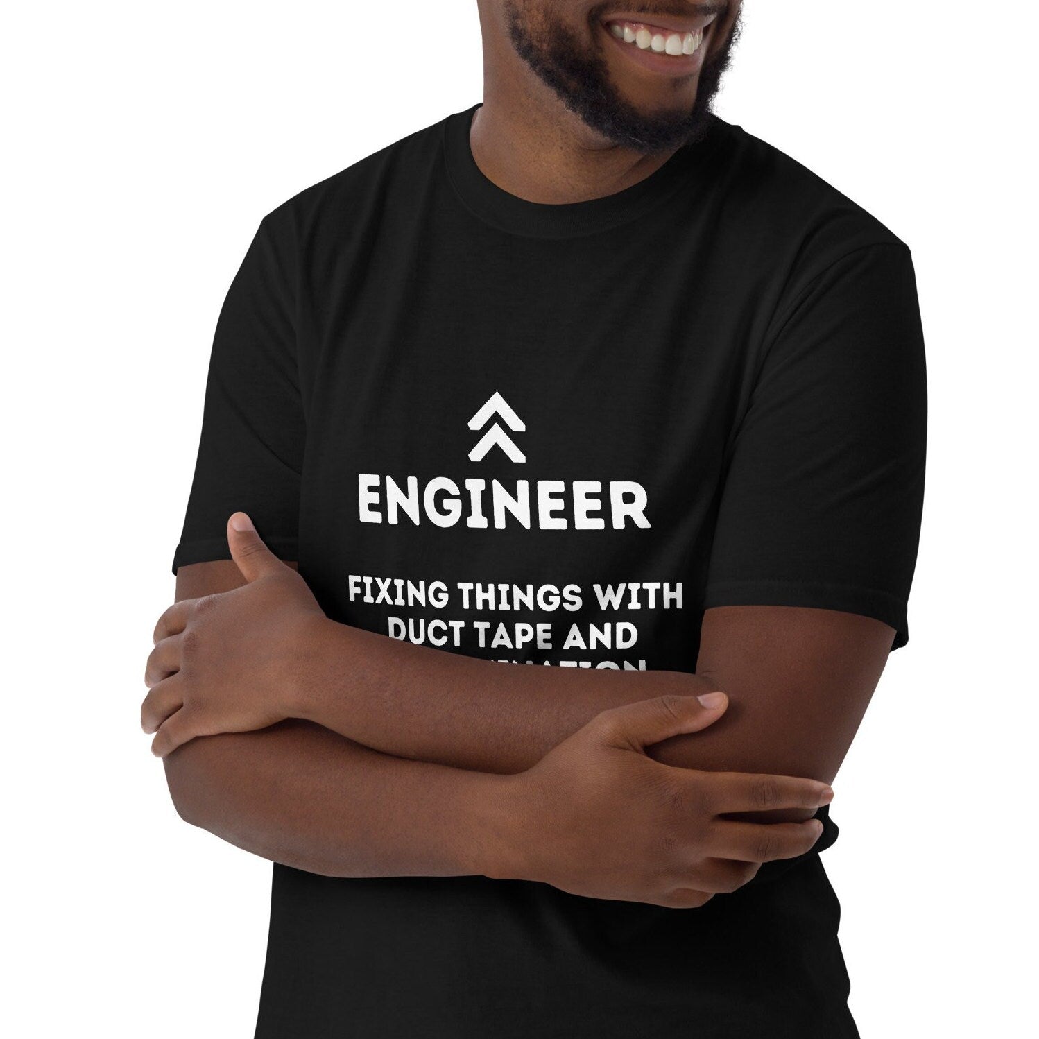 Engineering Fixing Things with Duct Tape and Determination T-shirt. Funny Engineer Top.