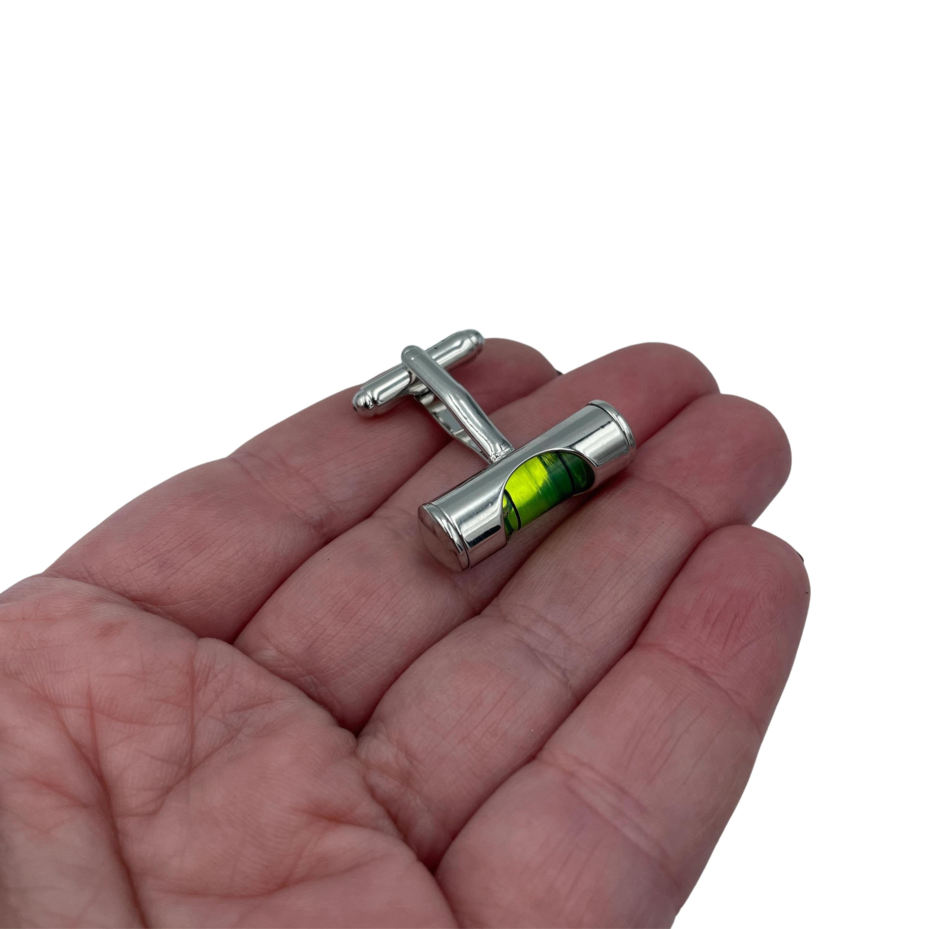 Pair Spirit Level Cufflinks. Great for engineers, technicians, builders and enthusiastic DIYers