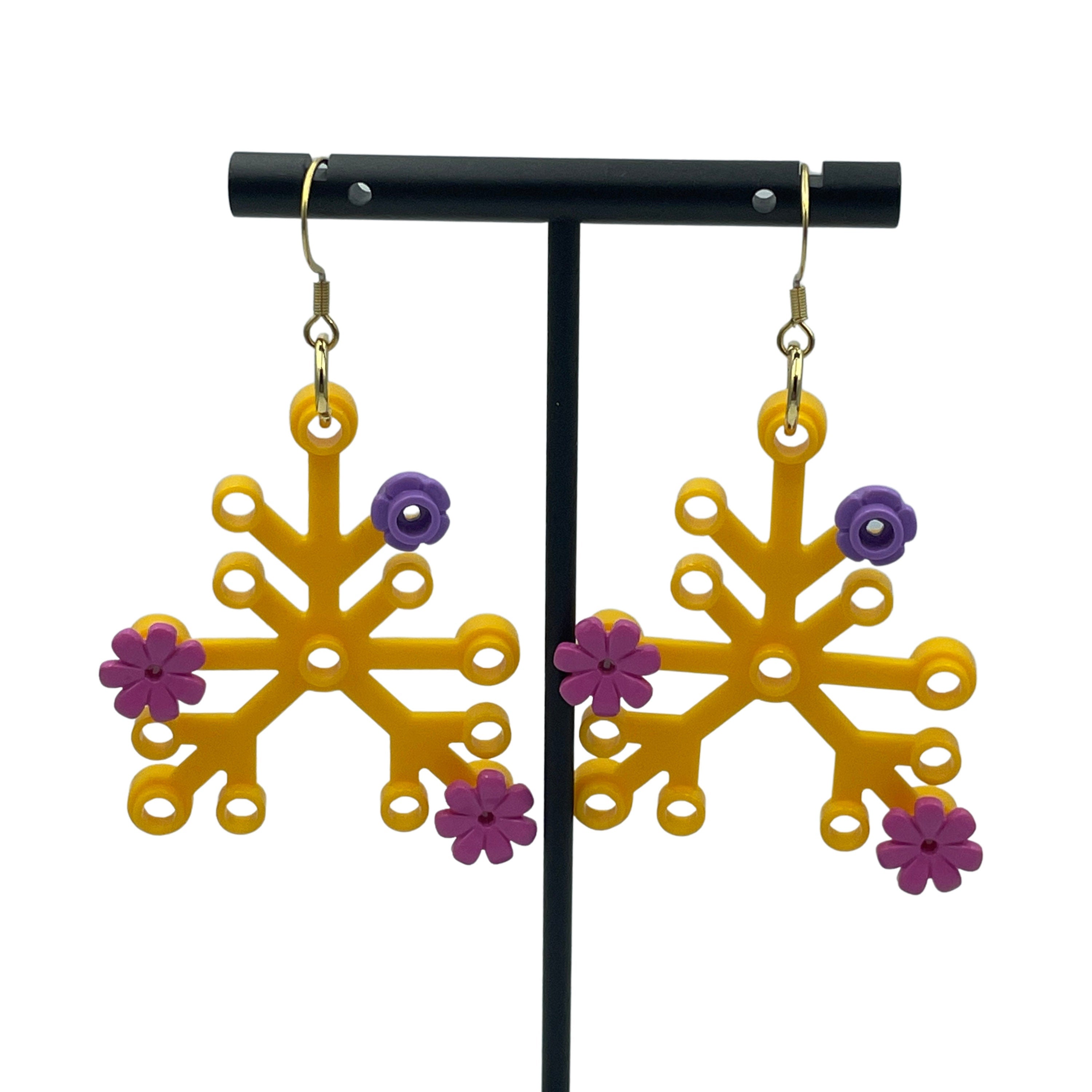 Yellow Floral Plant Earrings made with upcycled LEGO®