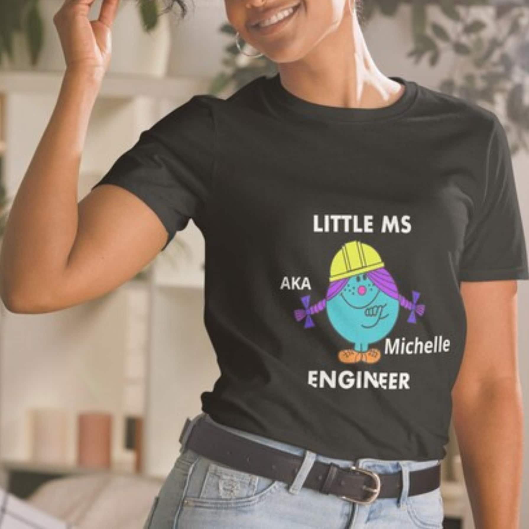 Personalised Ms Engineer T-shirt. Relaxed fit Women in Engineering Top