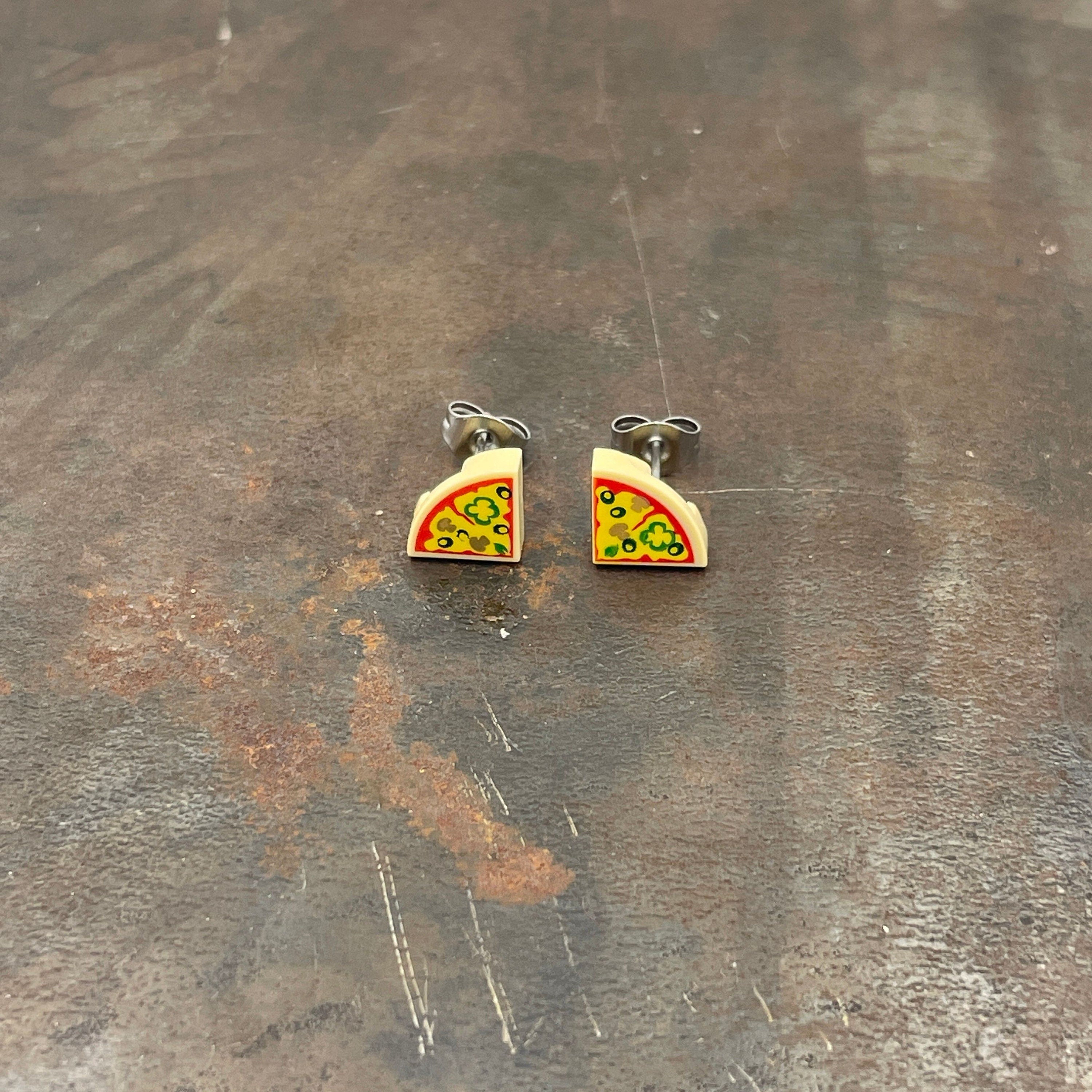 Quarter Pizza Slice Stud Earrings made with upcycled LEGO®