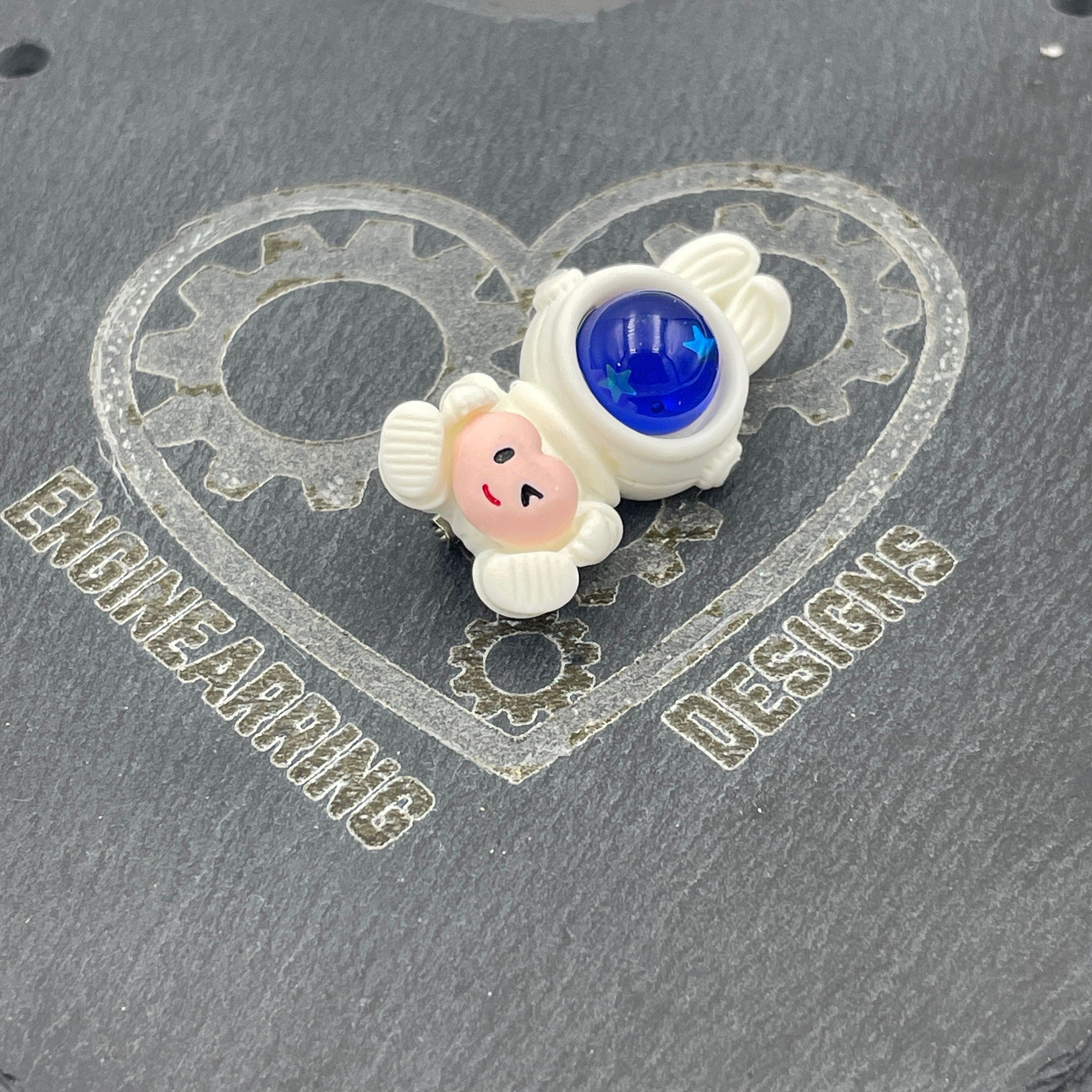 Cute Kawaii Bunny Astronaut with Heart Brooch