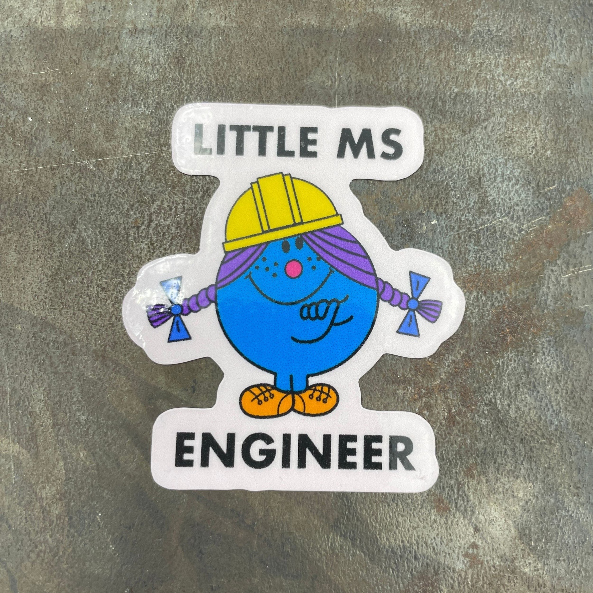 Little Ms Engineer Vinyl Coated Magnet. Women and Girls in Engineering Gift