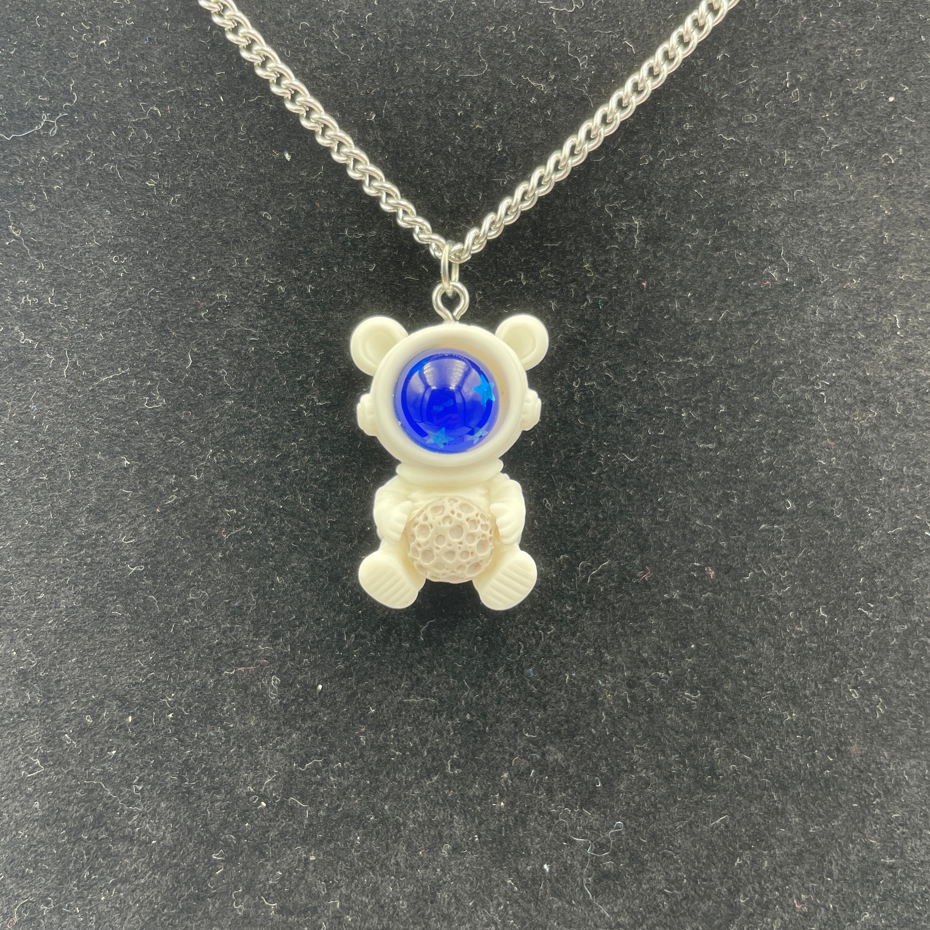 Cute Kawaii Bear Astronaut with Space Rock Necklace