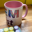 Personalised STEMinist Mug with Colour Handle and Inside. Women in STEM Customisable Gift