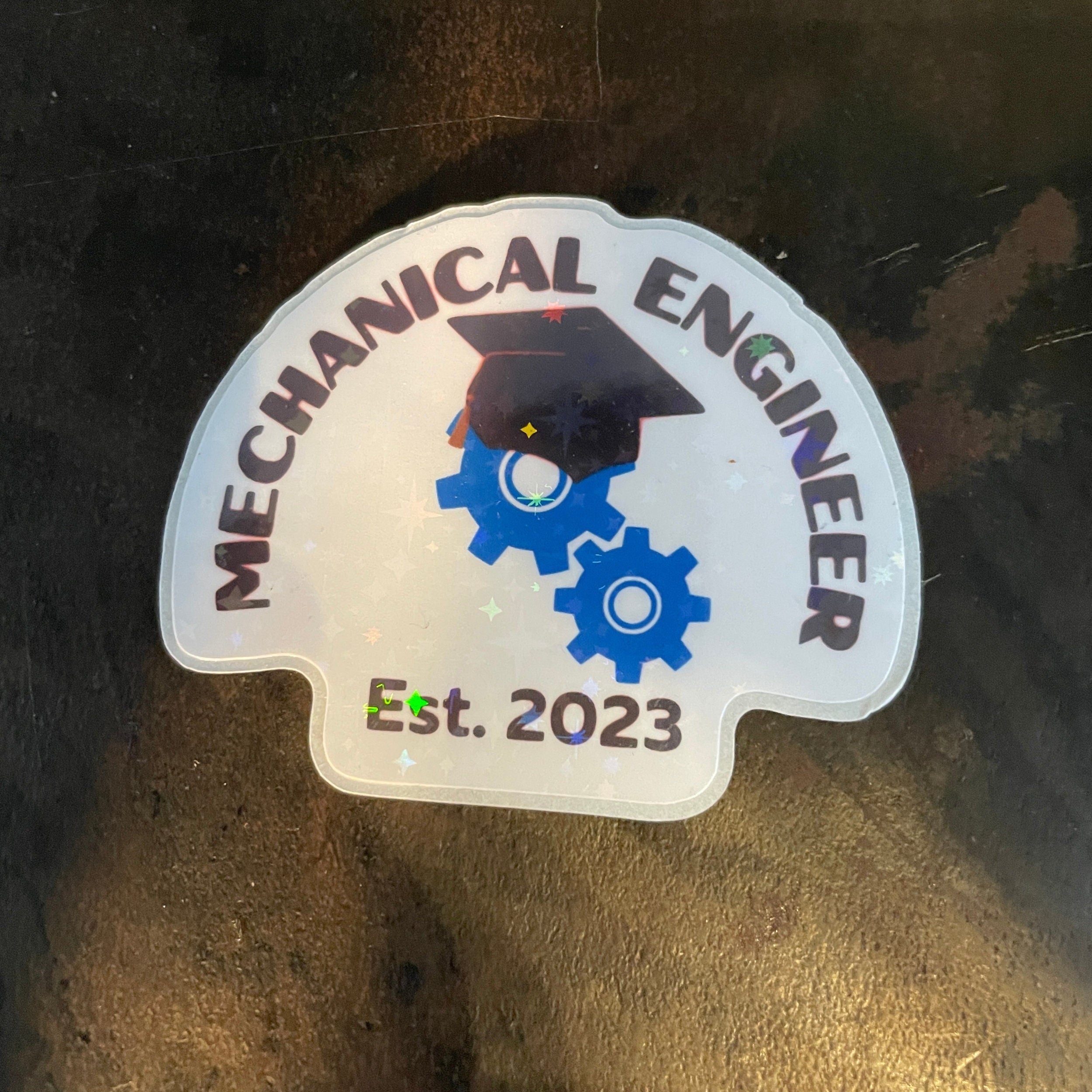 Graduation Mechanical Engineer Sticker. Funny Engineering Graduate decal