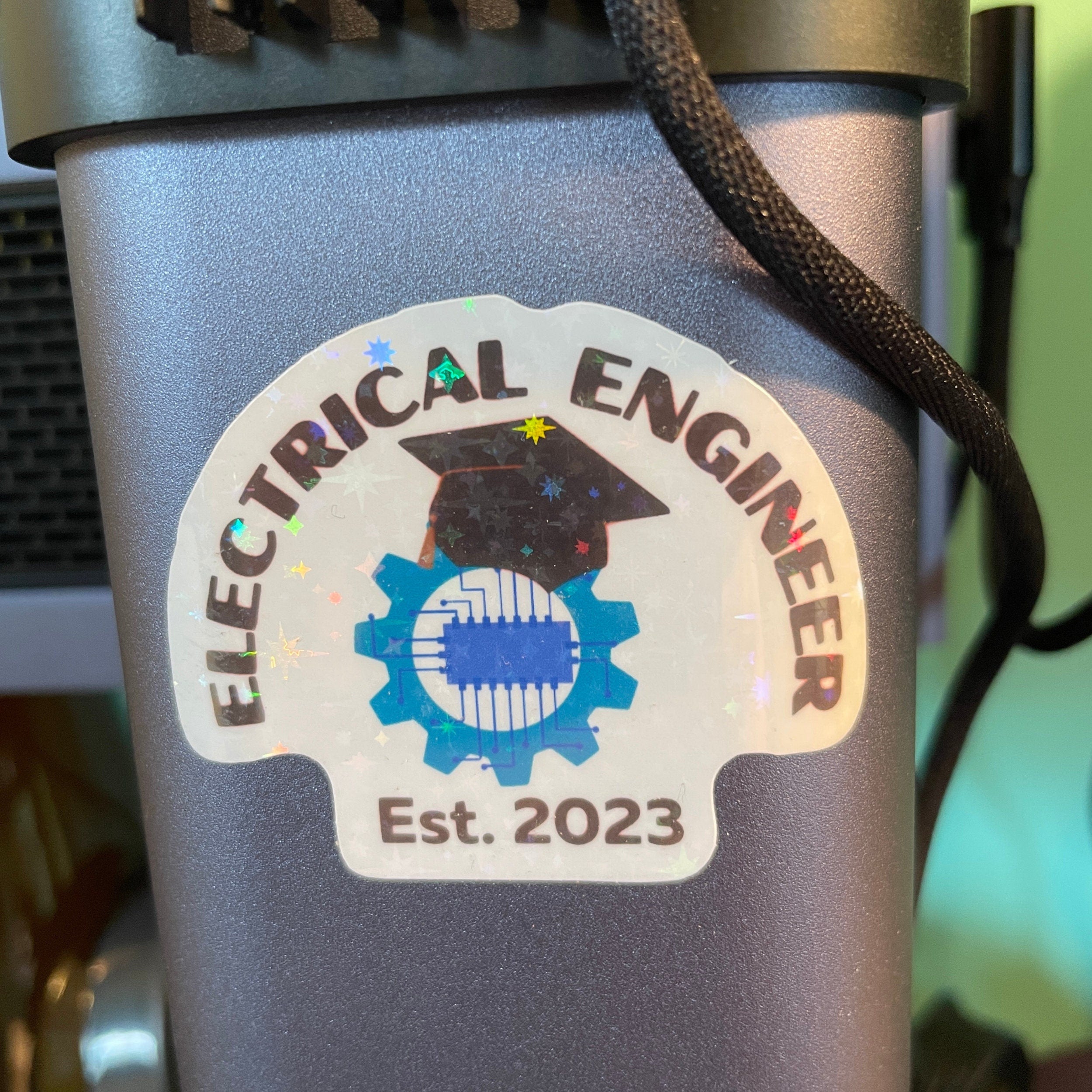 Graduation Electrical Engineer Sticker. Funny Engineering Graduate decal