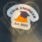 Graduation Civil Engineer Sticker. Funny Engineering Graduate decal