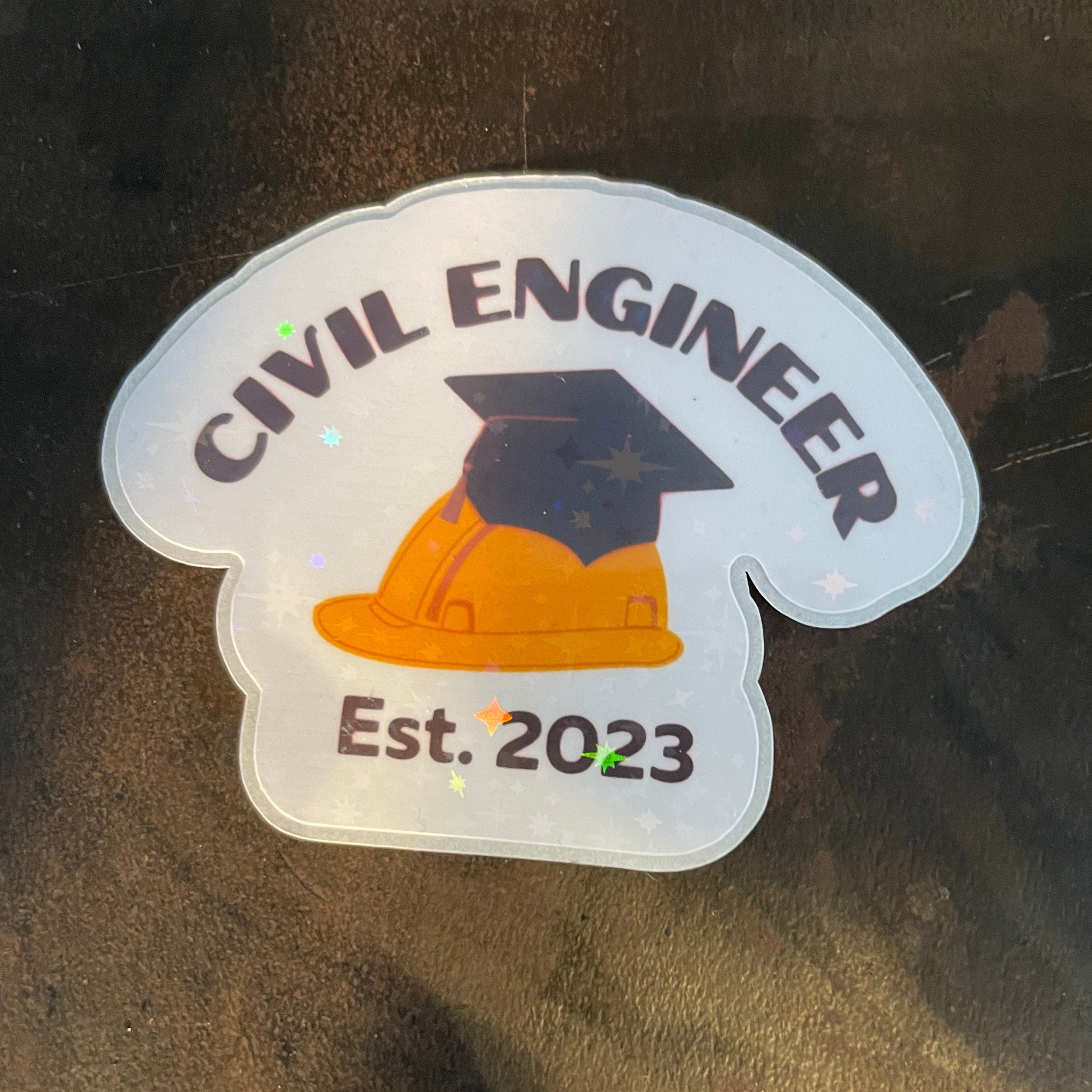 Graduation Civil Engineer Sticker. Funny Engineering Graduate decal