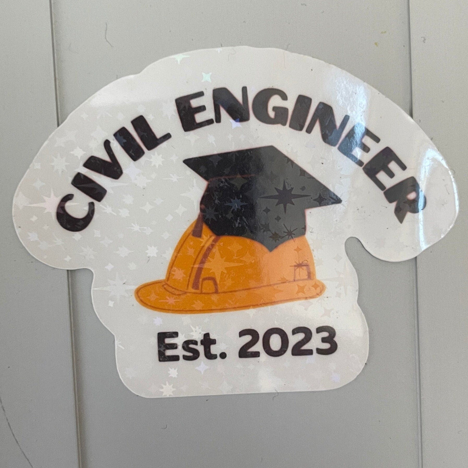 Graduation Civil Engineer Sticker. Funny Engineering Graduate decal