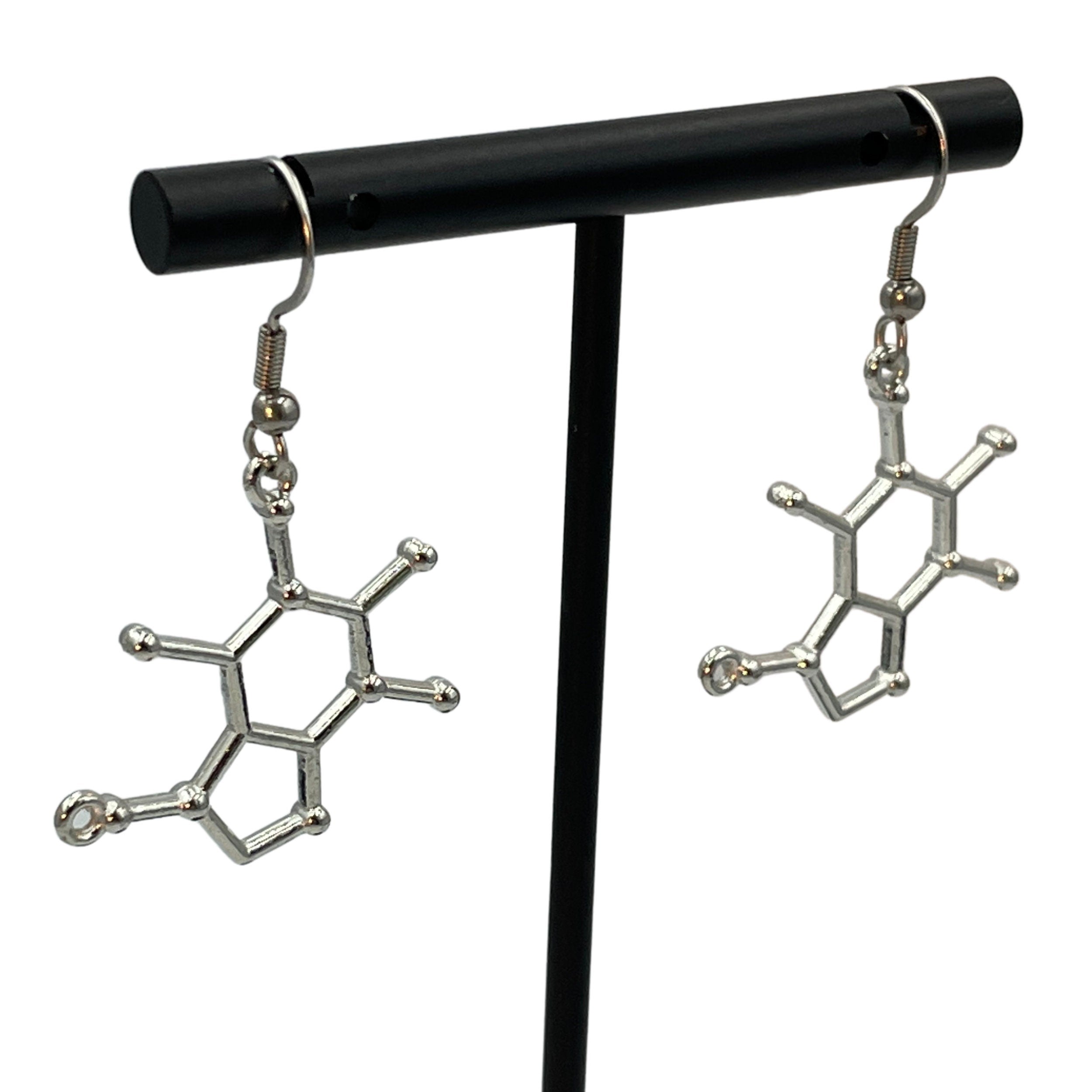 Caffeine Molecule Minimalist Geometric Earrings