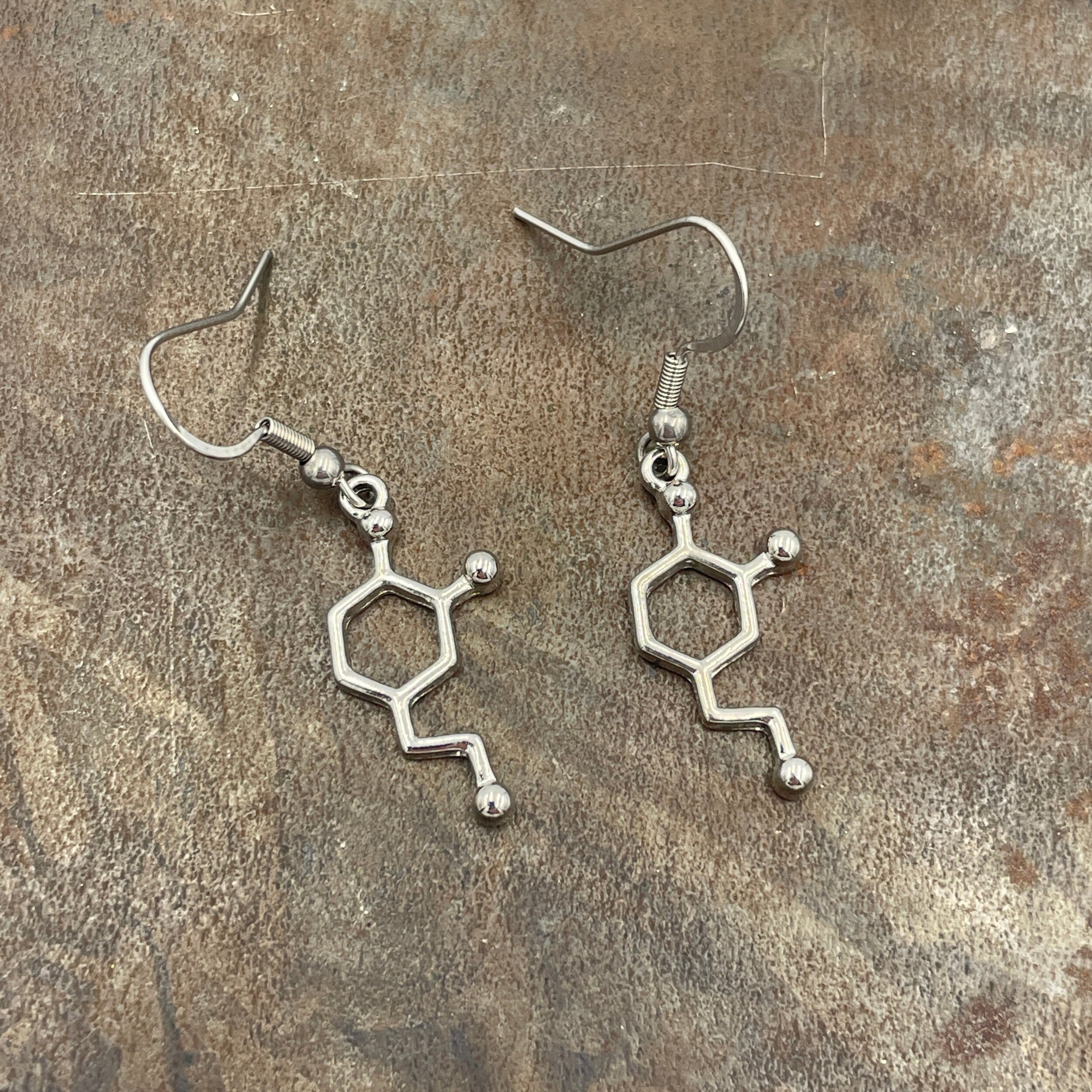 Dopamine Molecule Minimalist Geometric Earrings