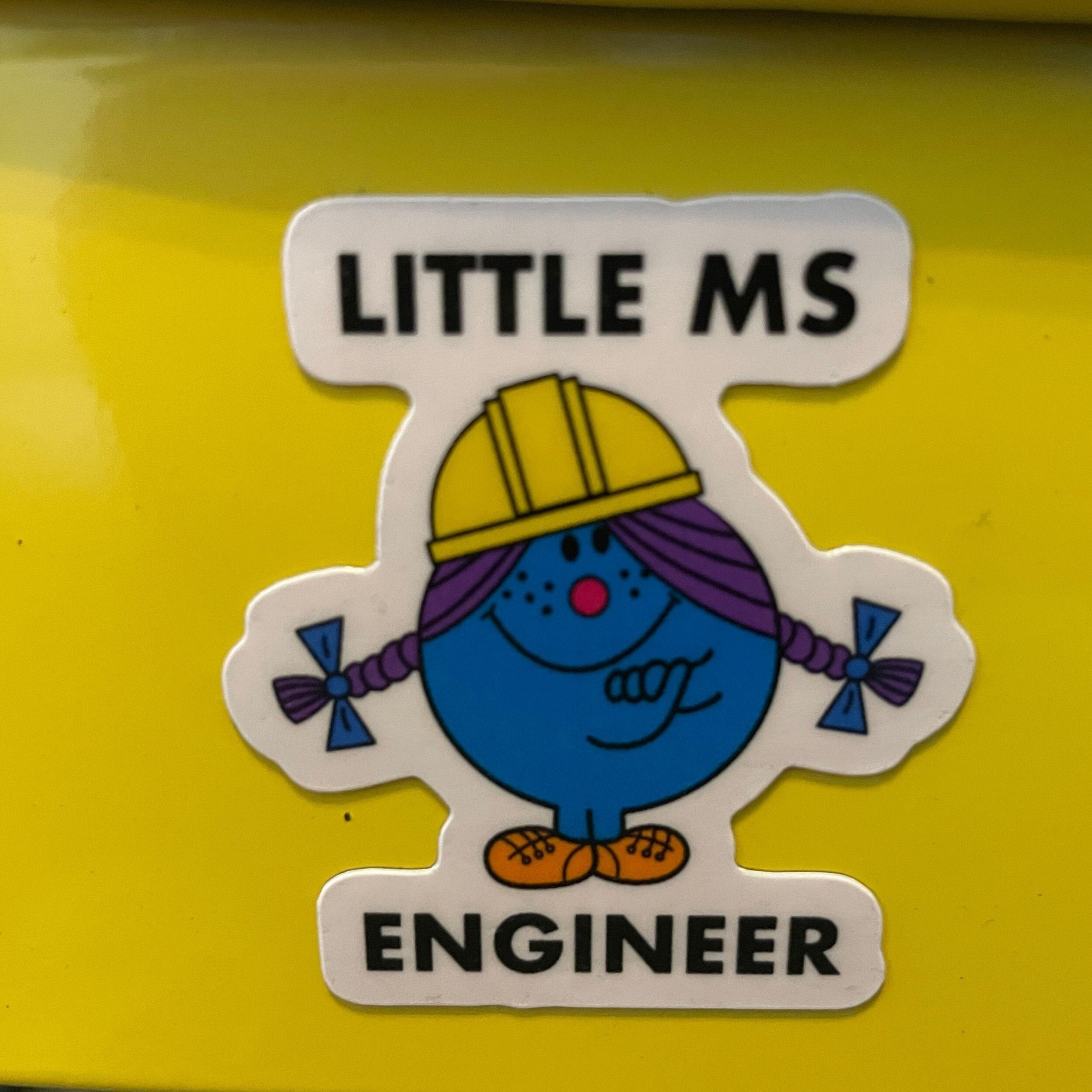 Little Ms Engineer Vinyl Coated Magnet. Women and Girls in Engineering Gift