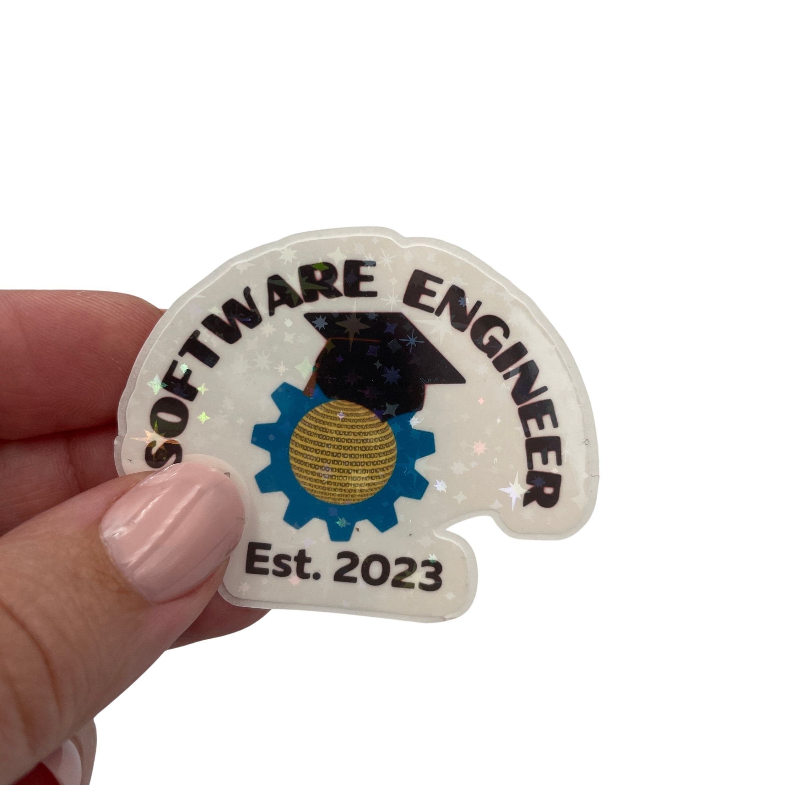 Graduation Software Engineer Sticker. Funny Engineering Graduate decal