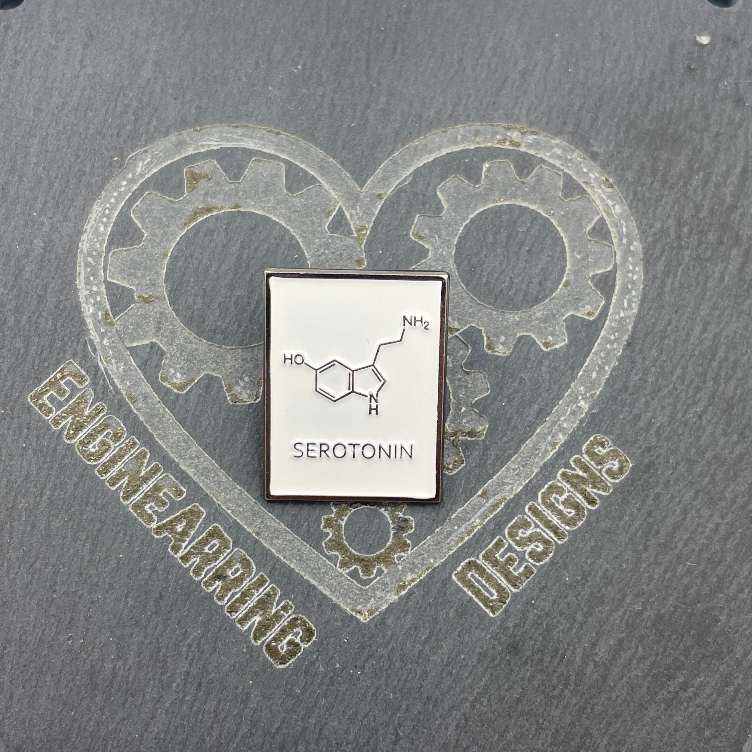 Serotonin Molecule Enamel Pin Badge