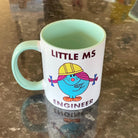 Personalised Woman Ms Engineer Mug with Colour Handle. Customise with Name and Design Engineering Gift