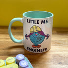 Personalised Woman Ms Engineer Mug with Colour Handle. Customise with Name and Design Engineering Gift