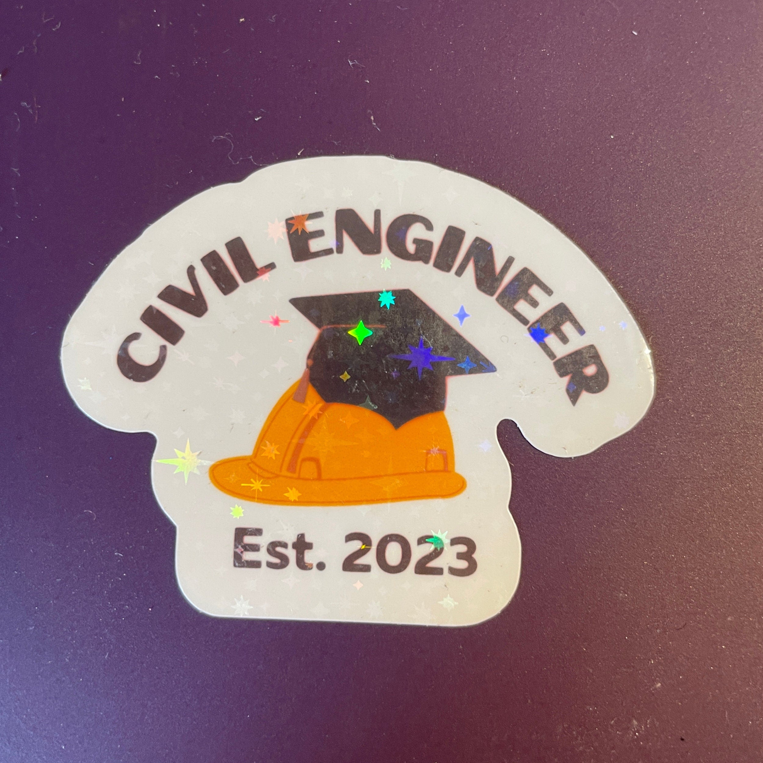 Graduation Civil Engineer Sticker. Funny Engineering Graduate decal