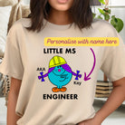 Personalised Ms Engineer T-shirt. Relaxed fit Women in Engineering Top